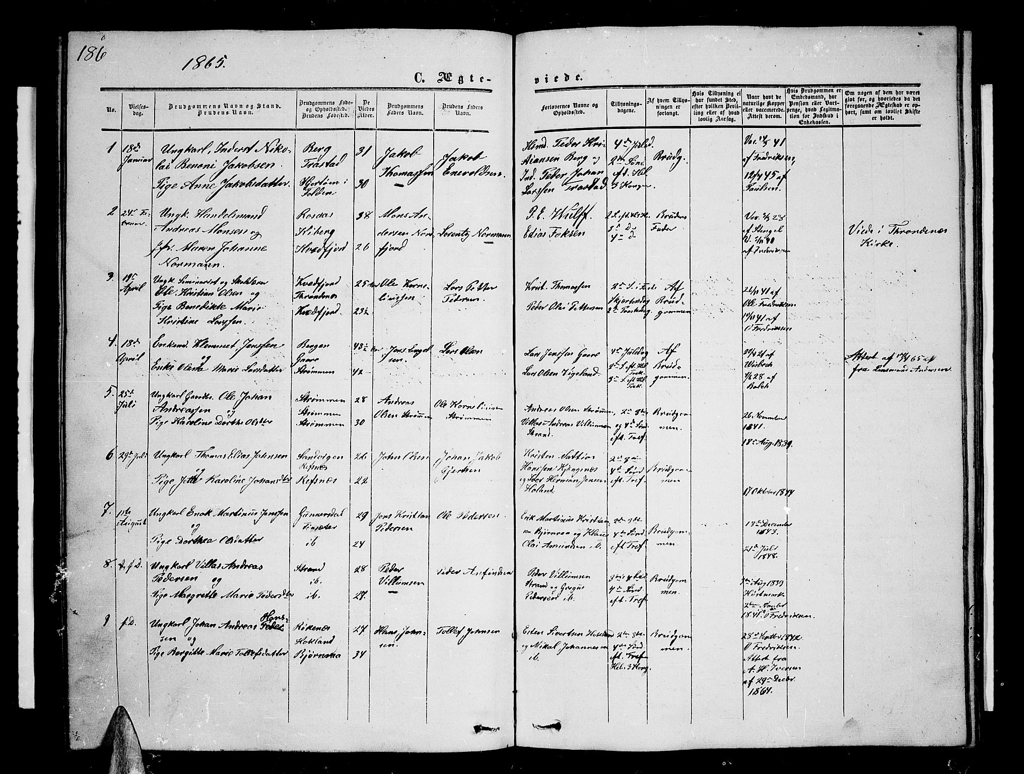 Kvæfjord sokneprestkontor, SATØ/S-1323/G/Ga/Gab/L0003klokker: Parish register (copy) no. 3, 1856-1870, p. 186