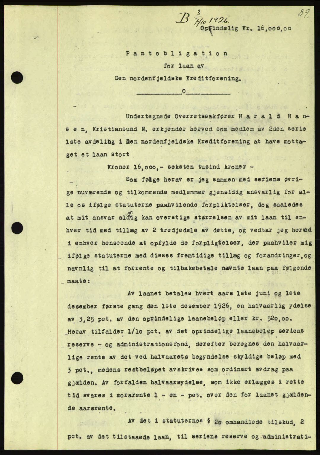 Kristiansund byfogd, AV/SAT-A-4587/A/27: Mortgage book no. 21, 1926-1928, Deed date: 07.10.1926