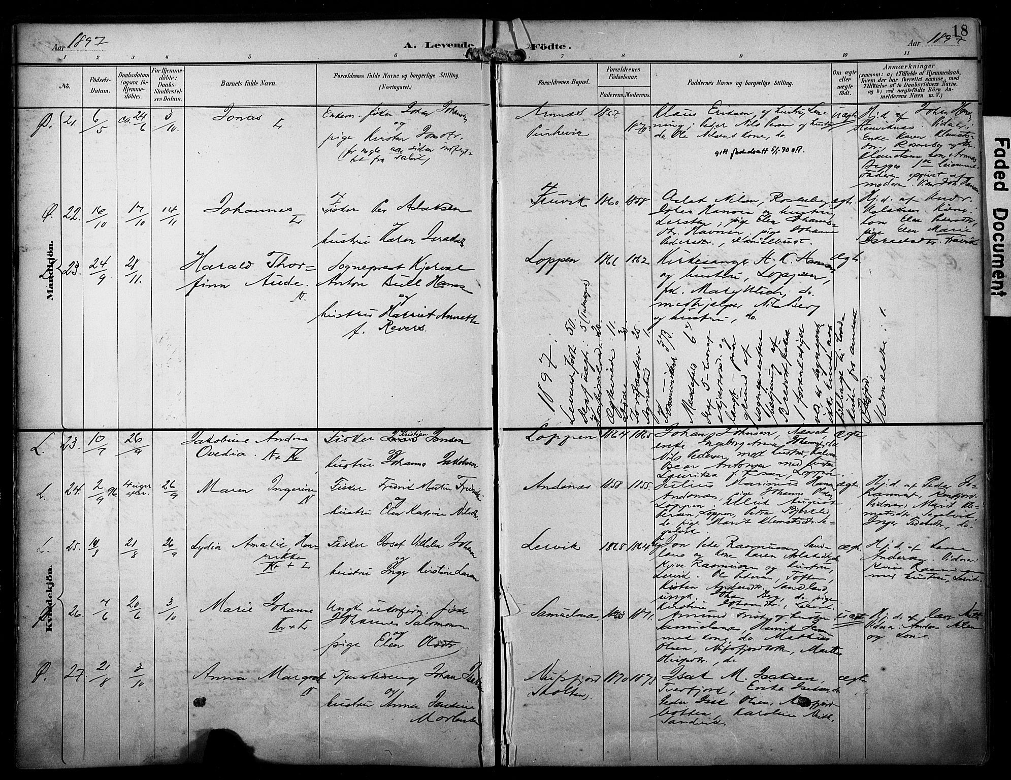 Loppa sokneprestkontor, SATØ/S-1339/H/Ha/L0009kirke: Parish register (official) no. 9, 1895-1909, p. 18