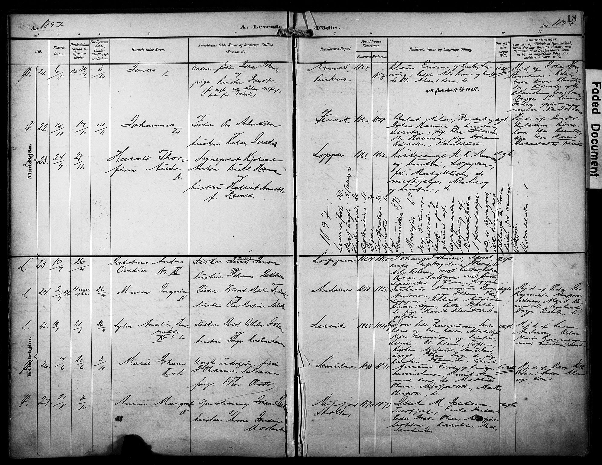 Loppa sokneprestkontor, AV/SATØ-S-1339/H/Ha/L0009kirke: Parish register (official) no. 9, 1895-1909, p. 18