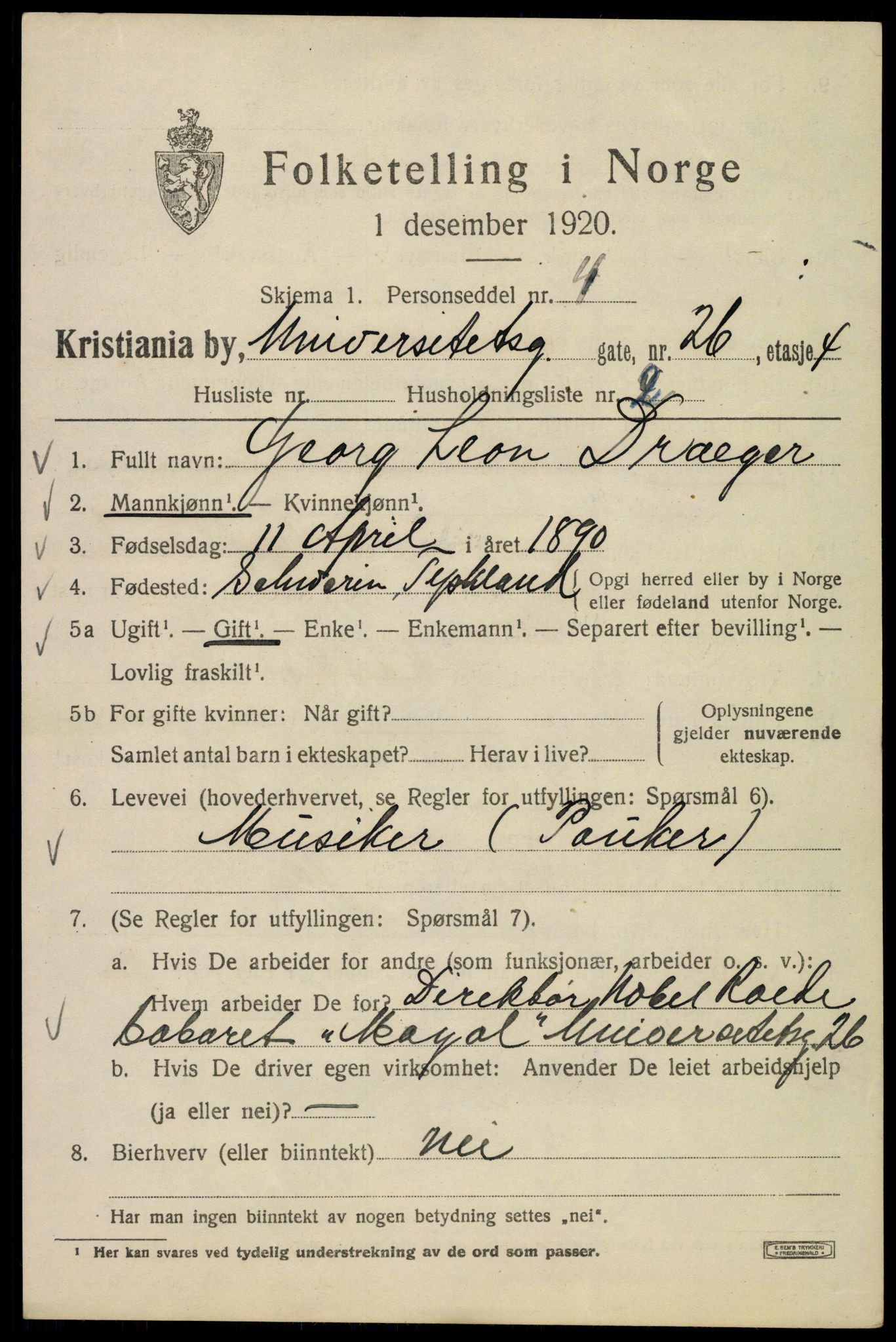 SAO, 1920 census for Kristiania, 1920, p. 618883