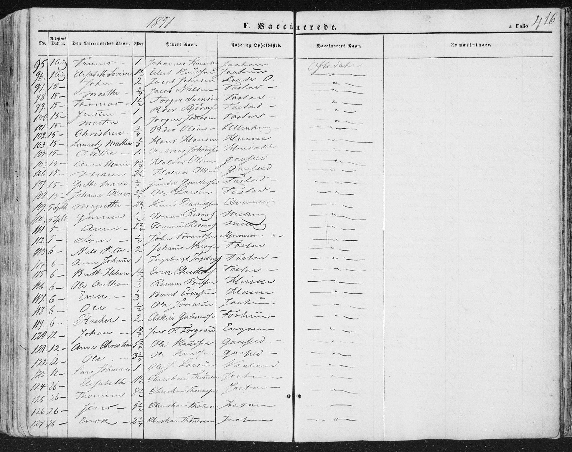 Hetland sokneprestkontor, AV/SAST-A-101826/30/30BA/L0002: Parish register (official) no. A 2, 1849-1869, p. 416