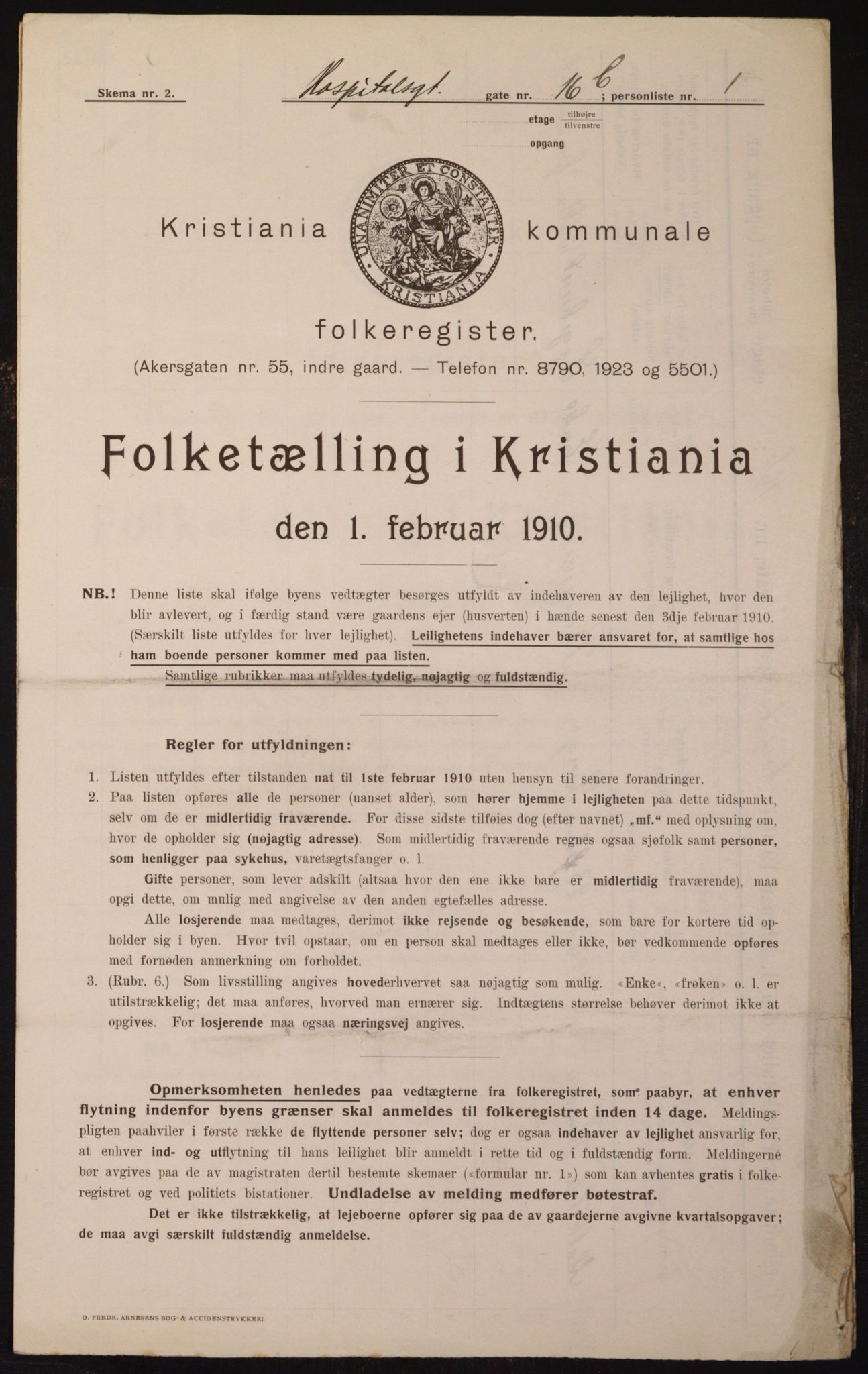 OBA, Municipal Census 1910 for Kristiania, 1910, p. 40716