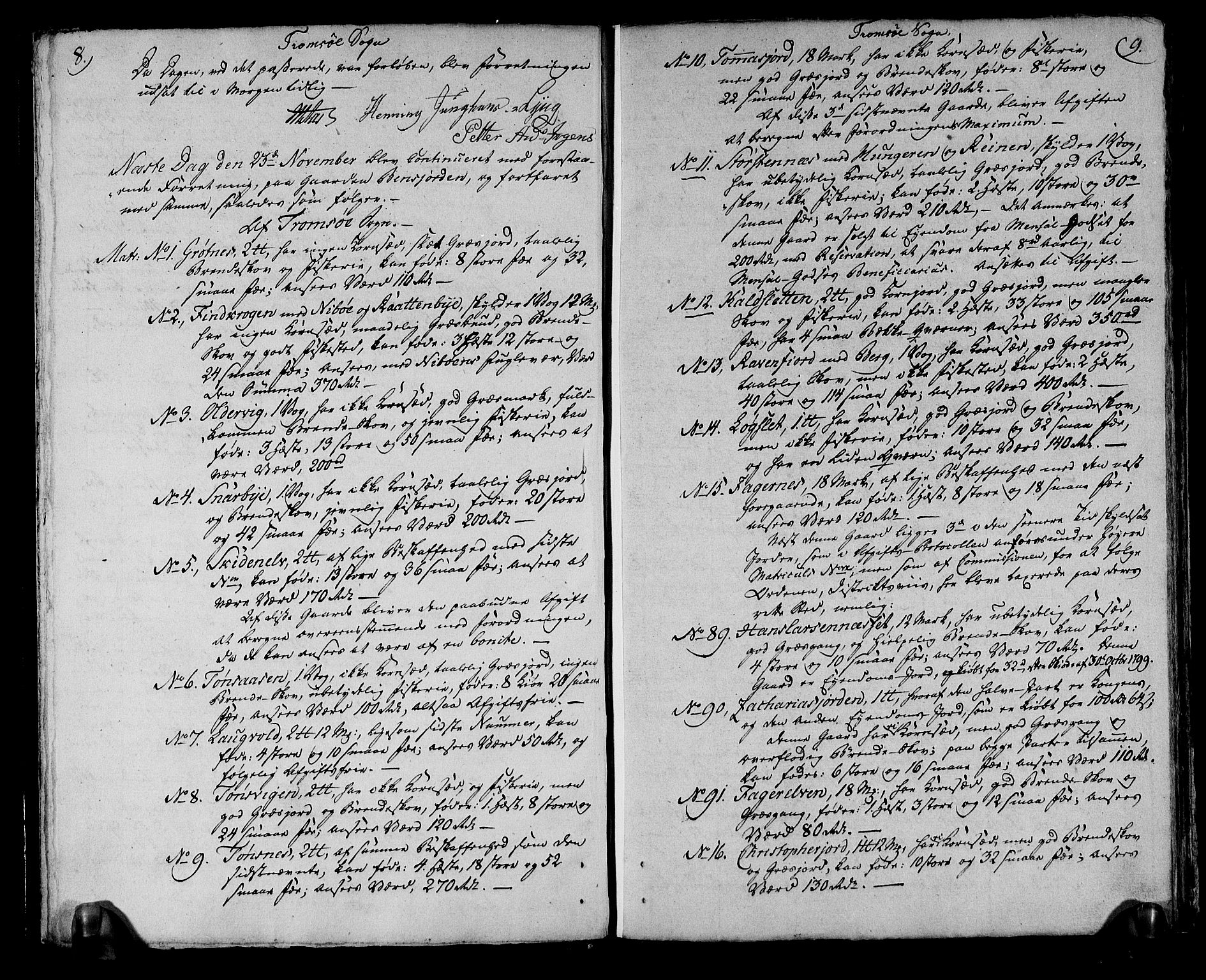 Rentekammeret inntil 1814, Realistisk ordnet avdeling, RA/EA-4070/N/Ne/Nea/L0166: Senja og Tromsø fogderi. Deliberasjonsprotokoll for Tromsø, 1803, p. 7