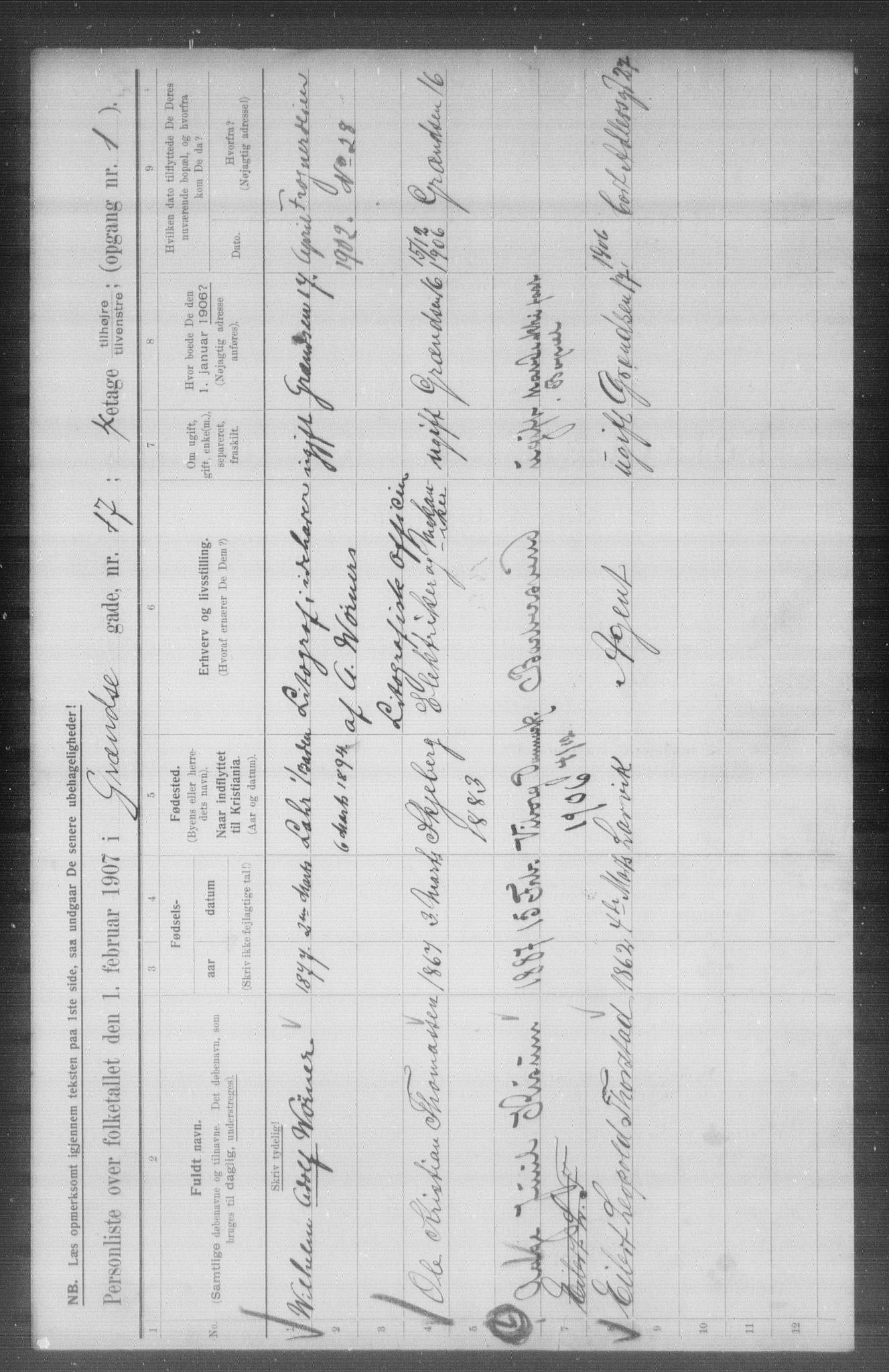 OBA, Municipal Census 1907 for Kristiania, 1907, p. 15175