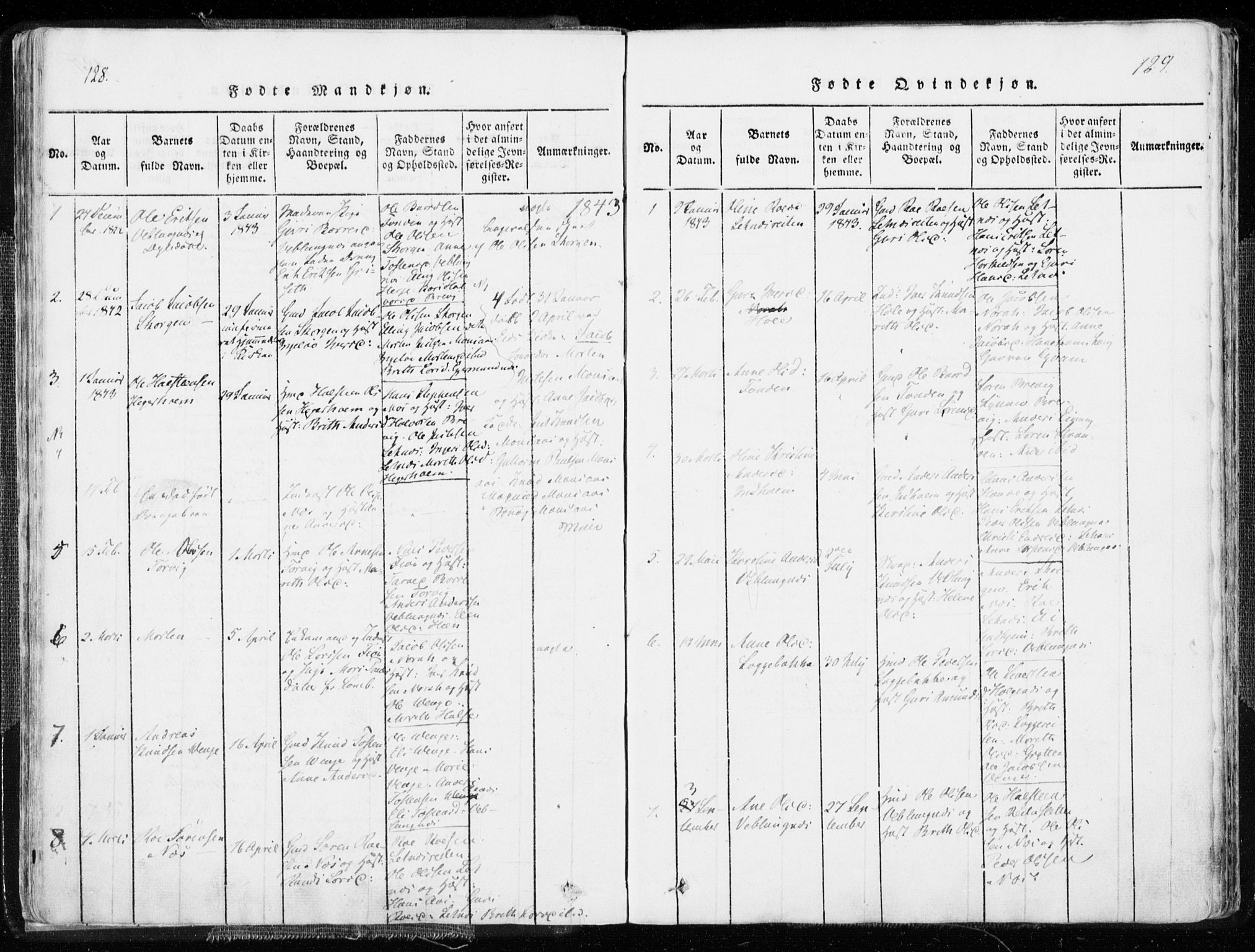 Ministerialprotokoller, klokkerbøker og fødselsregistre - Møre og Romsdal, AV/SAT-A-1454/544/L0571: Parish register (official) no. 544A04, 1818-1853, p. 128-129