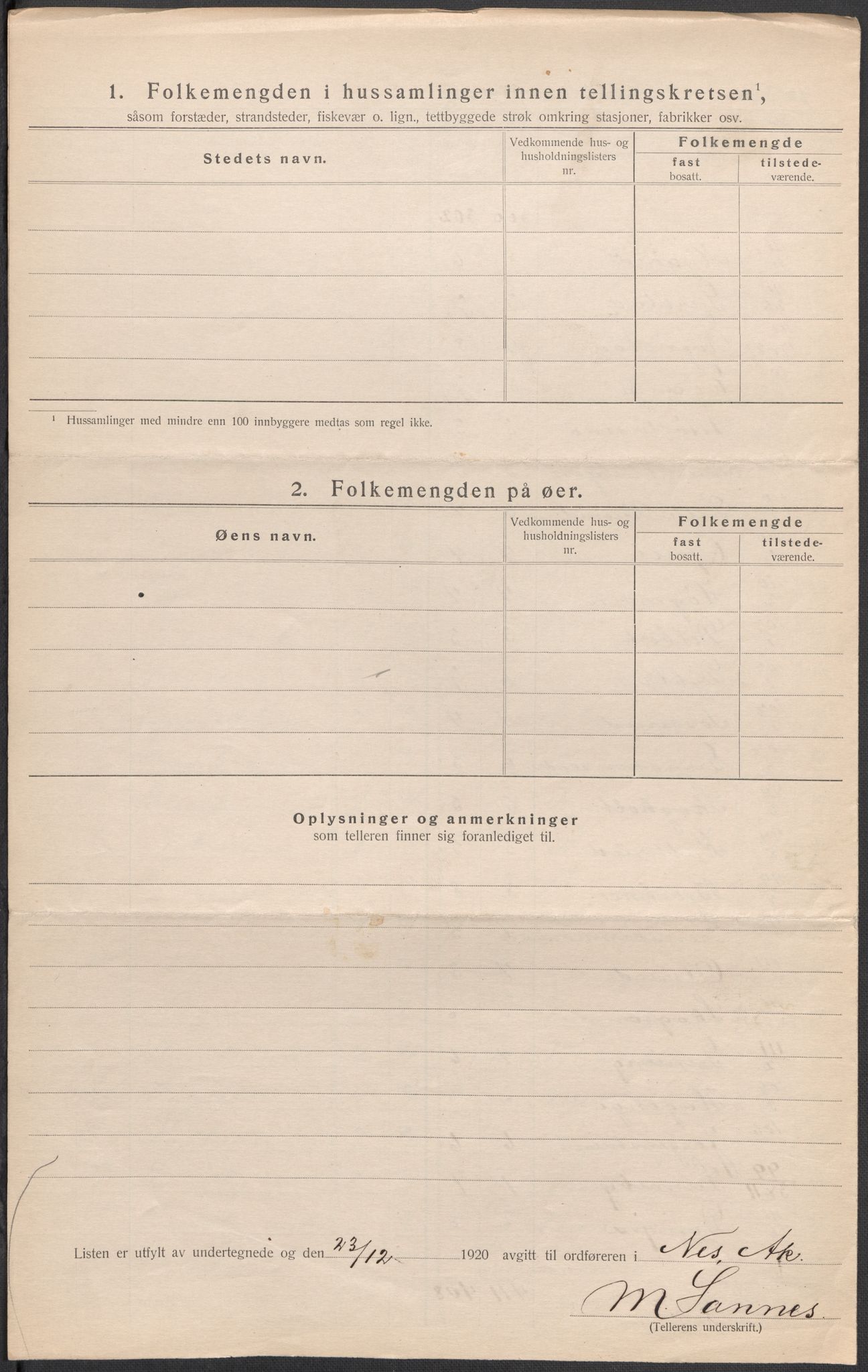 SAO, 1920 census for Nes, 1920, p. 39
