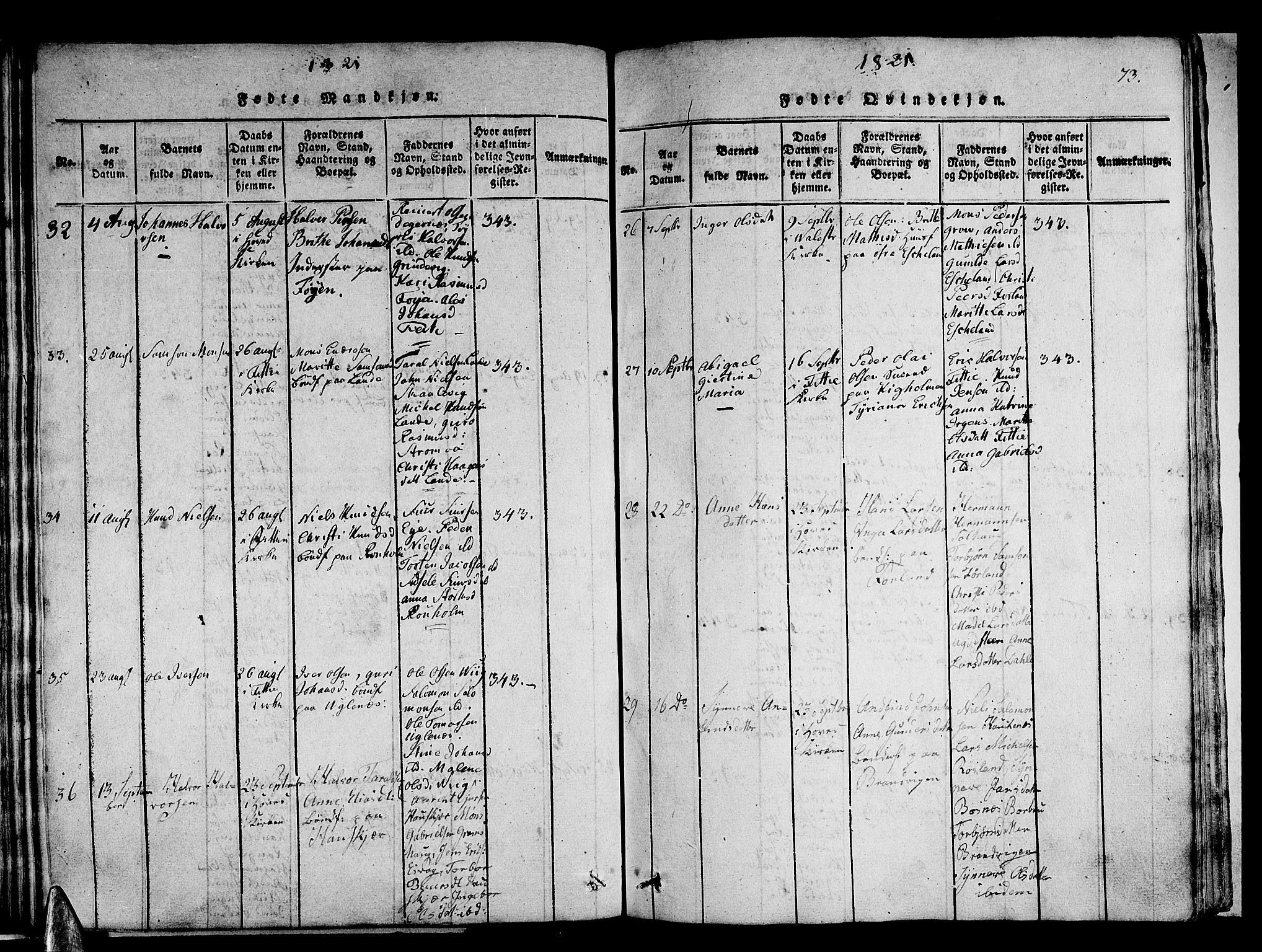 Stord sokneprestembete, AV/SAB-A-78201/H/Haa: Parish register (official) no. A 5, 1816-1825, p. 73