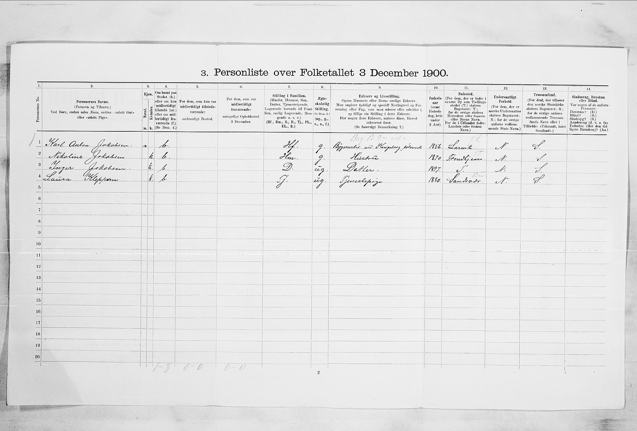 RA, 1900 census for Kongsberg, 1900, p. 77