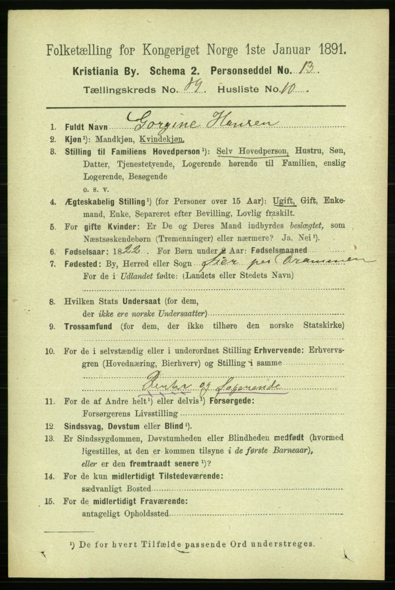 RA, 1891 census for 0301 Kristiania, 1891, p. 44315