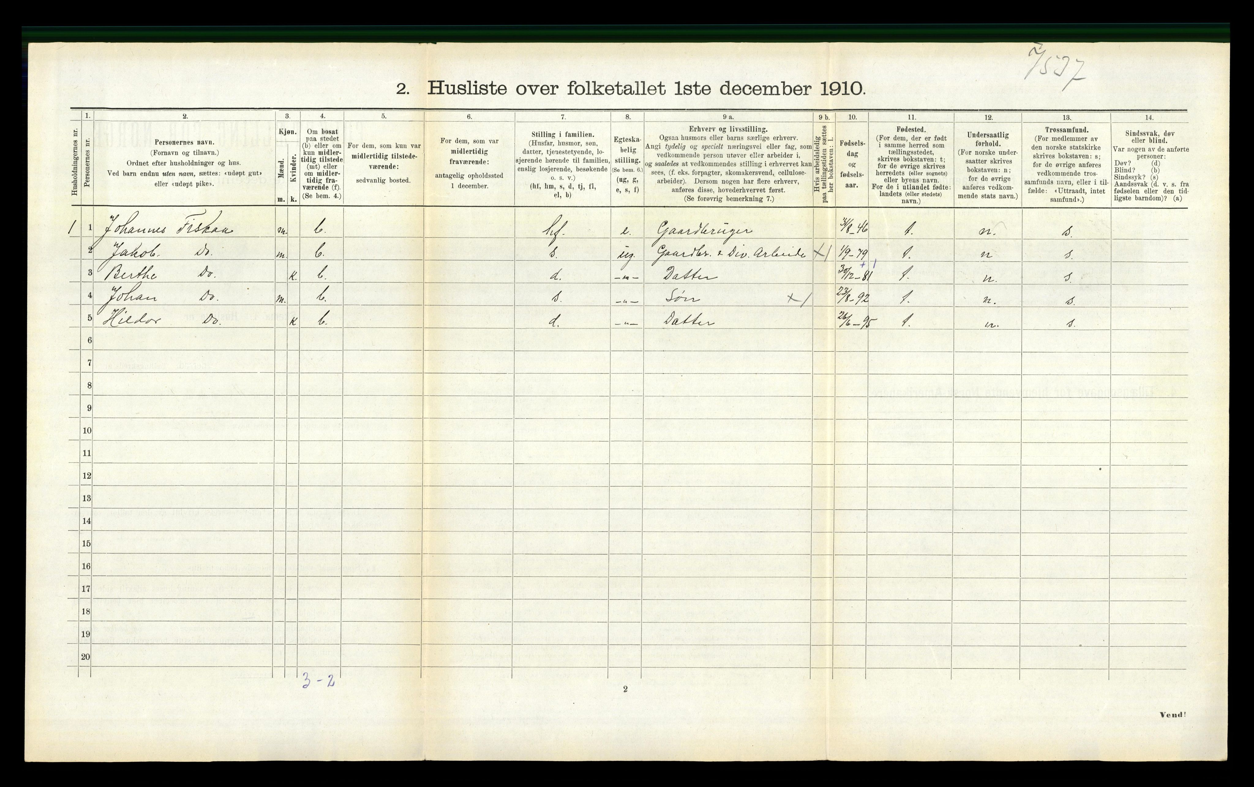 RA, 1910 census for Vanylven, 1910, p. 206