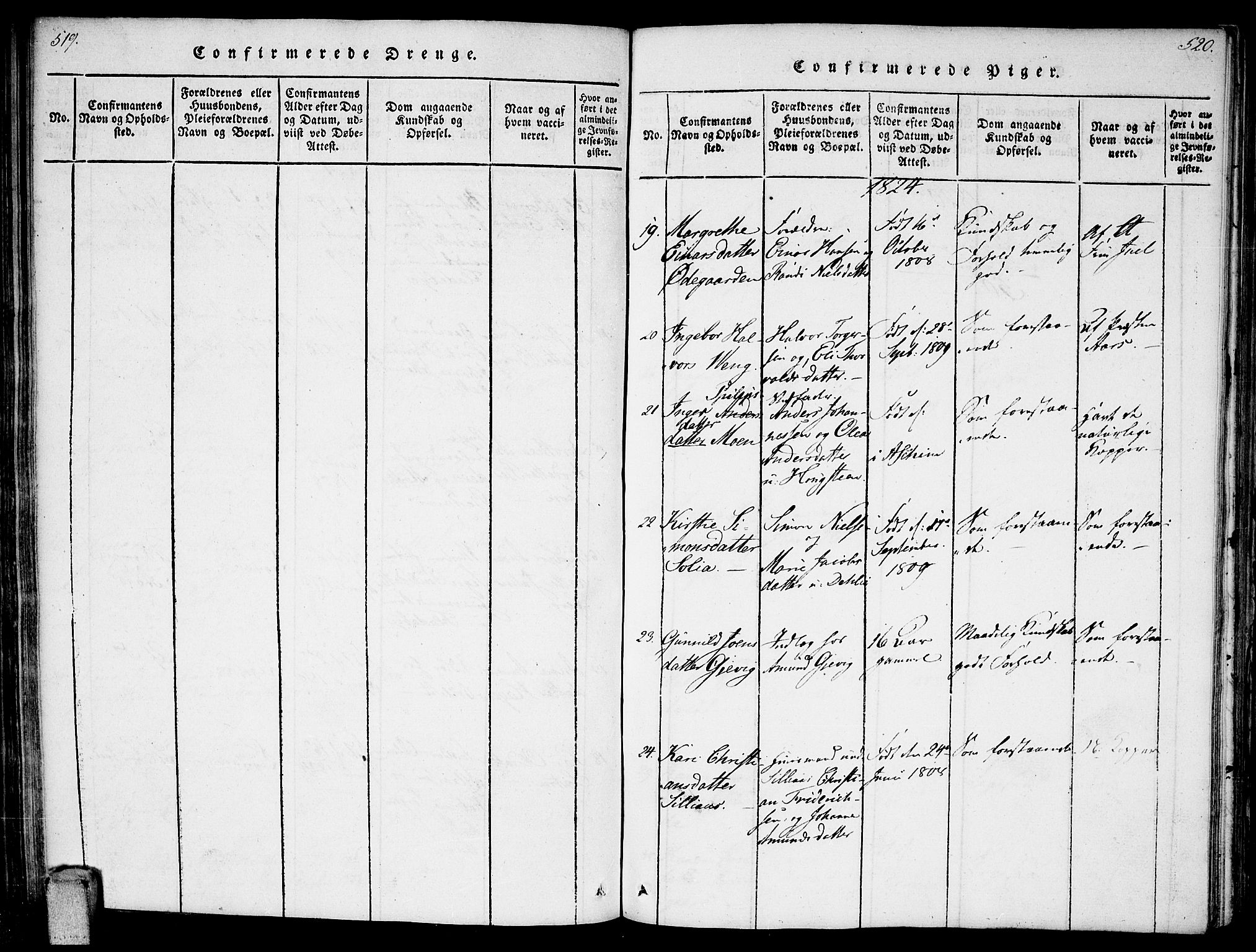 Enebakk prestekontor Kirkebøker, AV/SAO-A-10171c/F/Fa/L0006: Parish register (official) no. I 6, 1815-1832, p. 519-520