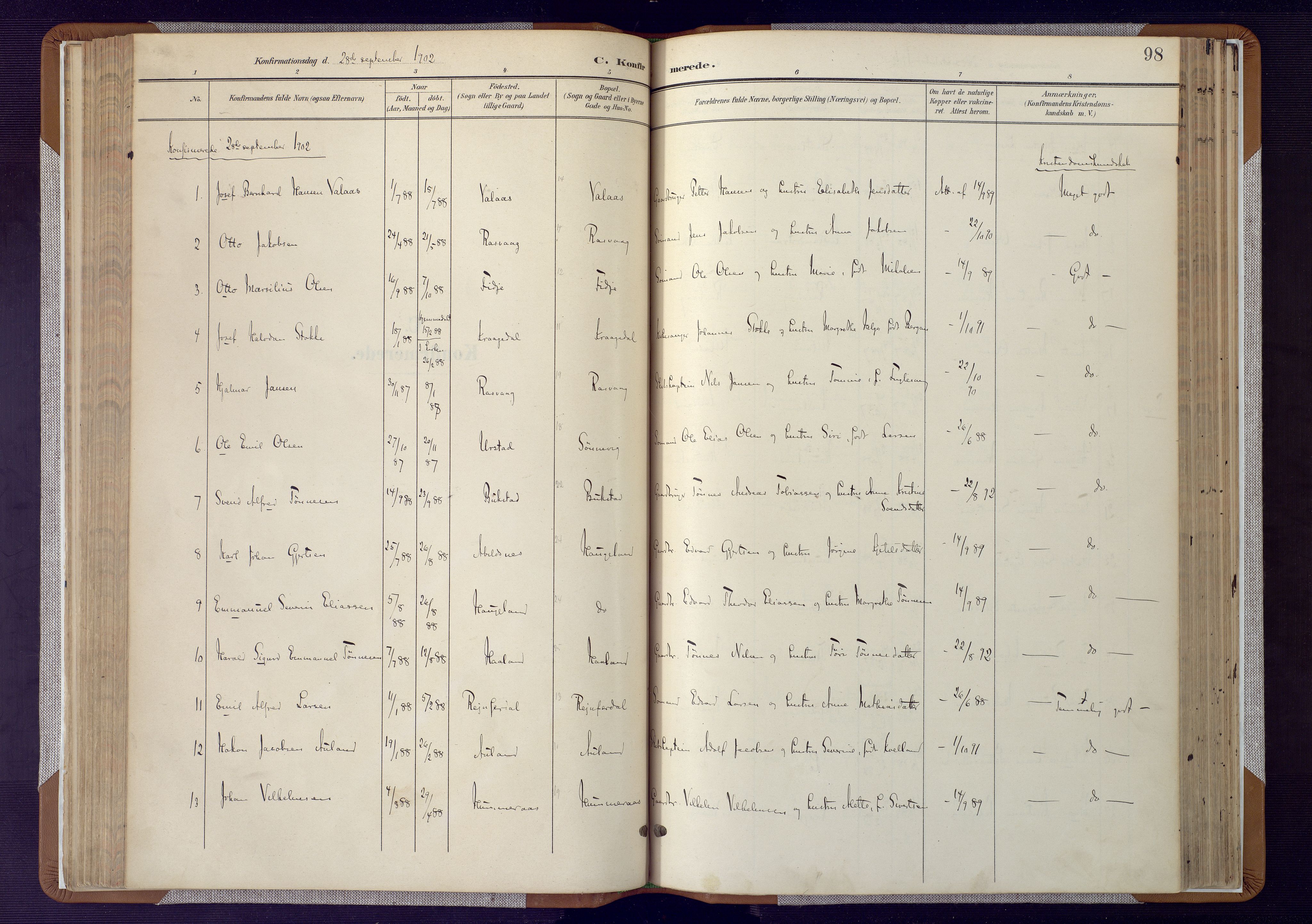 Flekkefjord sokneprestkontor, AV/SAK-1111-0012/F/Fa/Fab/L0007: Parish register (official) no. A 7, 1902-1921, p. 98