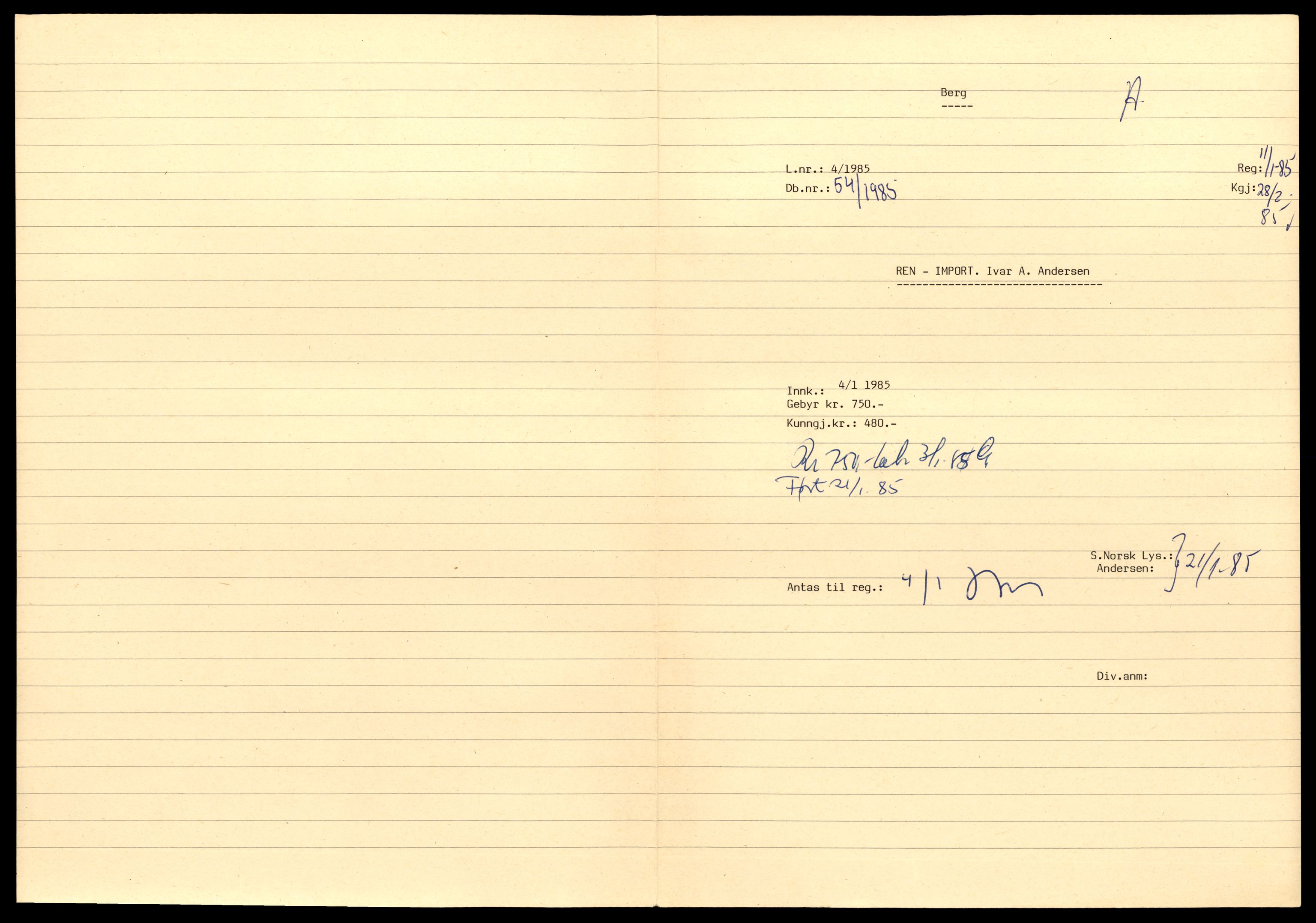 Asker og Bærum tingrett, SAT/A-10379/K/Kb/Kba/L0064: Aksjeselskap slettet mellom 1981 og 1985, 1944-1985, p. 5