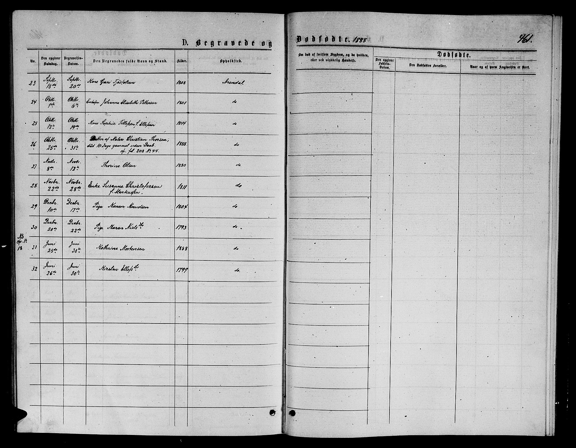 Arendal sokneprestkontor, Trefoldighet, AV/SAK-1111-0040/F/Fb/L0005: Parish register (copy) no. B 5, 1874-1888, p. 461