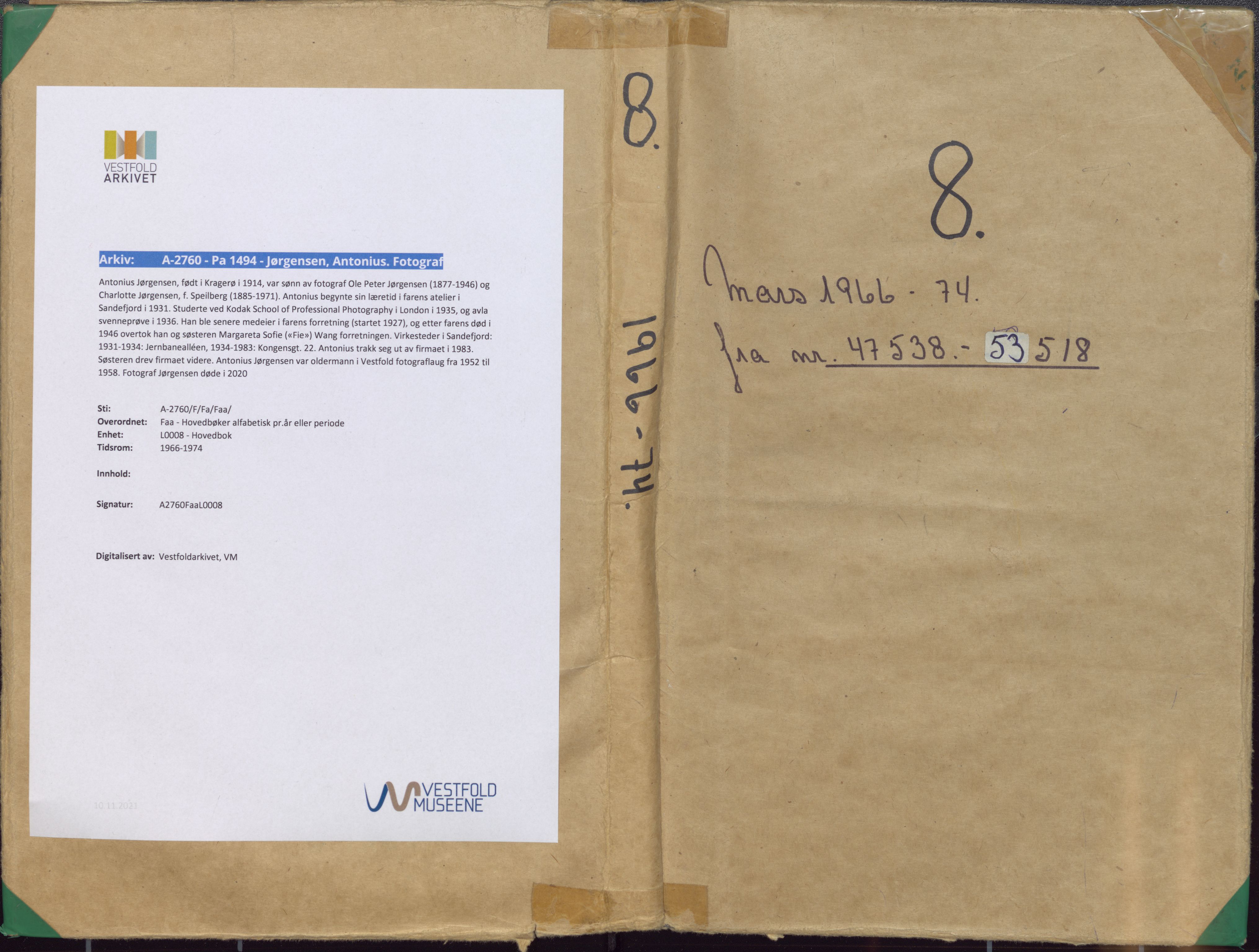 Pa 1494 - Jørgensen, Antonius. Fotograf, VEMU/A-2760/F/Fa, 1927-2004, p. 867