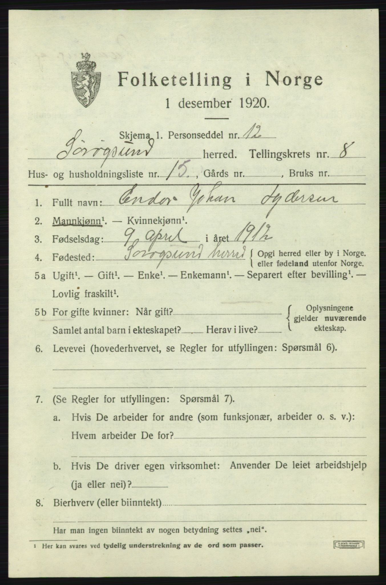 SATØ, 1920 census for Sørøysund rural district, 1920, p. 3592