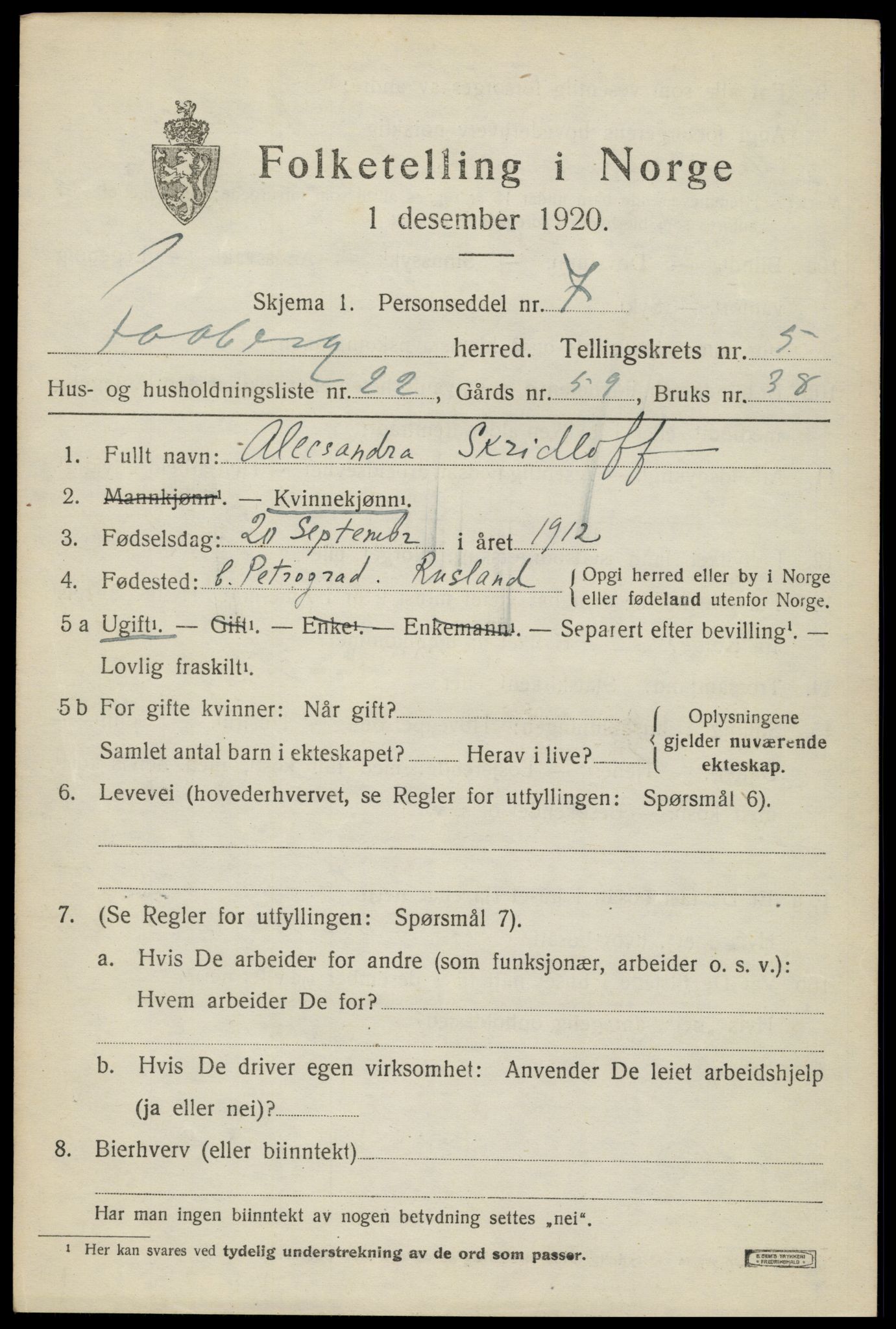 SAH, 1920 census for Fåberg, 1920, p. 6190