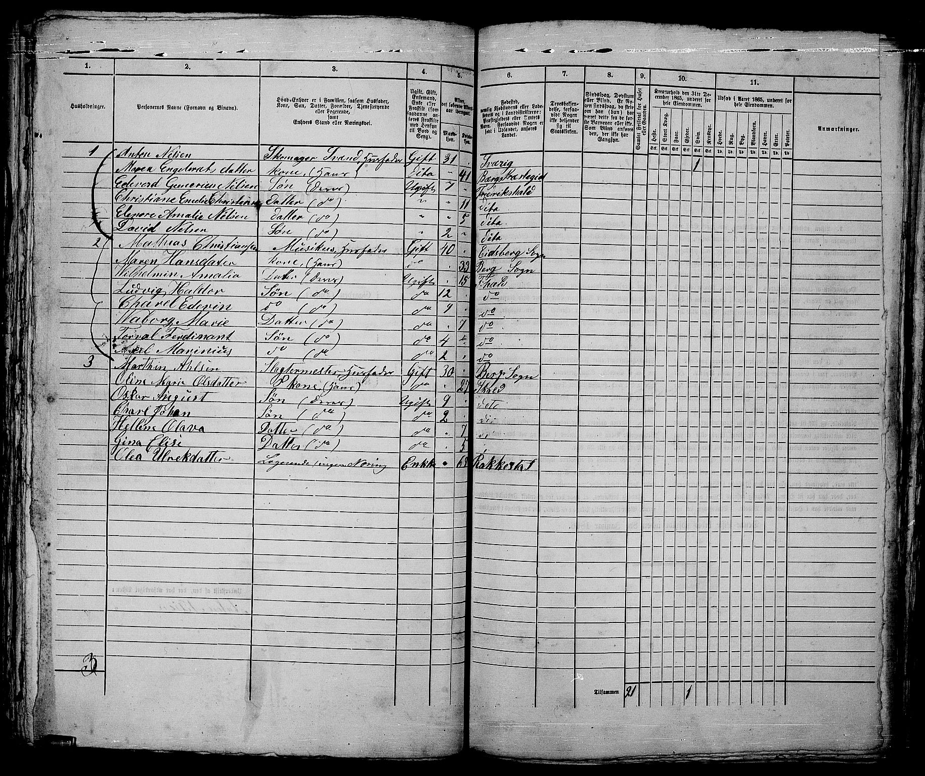 RA, 1865 census for Fredrikshald, 1865, p. 918