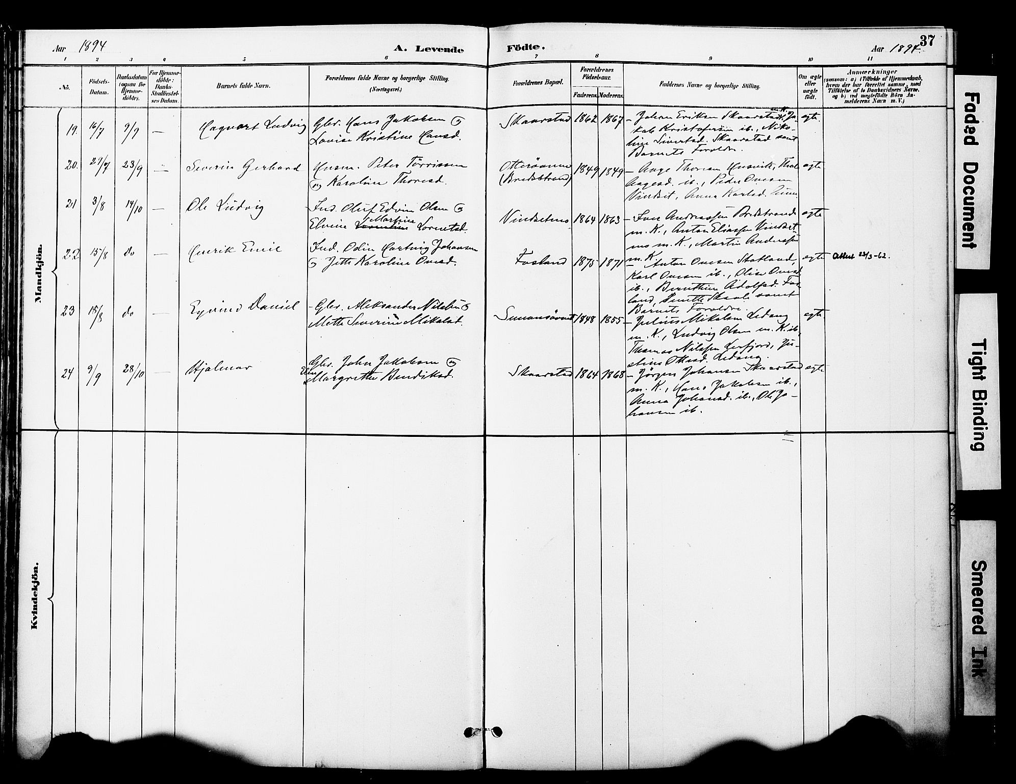 Ministerialprotokoller, klokkerbøker og fødselsregistre - Nord-Trøndelag, AV/SAT-A-1458/774/L0628: Parish register (official) no. 774A02, 1887-1903, p. 37