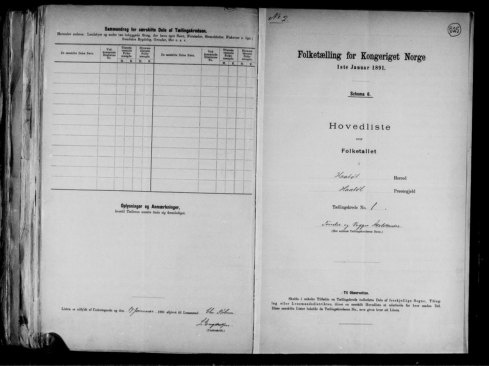 RA, 1891 census for 0138 Hobøl, 1891, p. 6