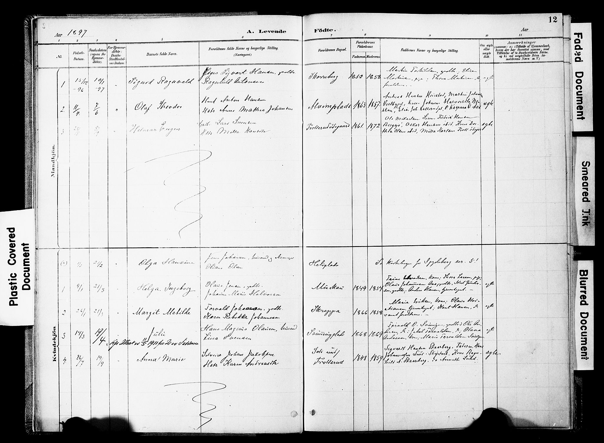 Spydeberg prestekontor Kirkebøker, AV/SAO-A-10924/F/Fc/L0001: Parish register (official) no. III 1, 1886-1907, p. 12