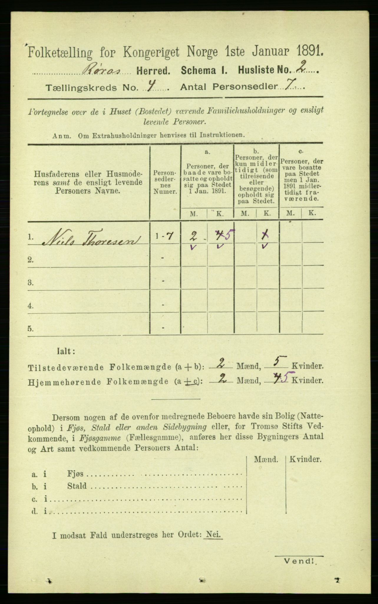 RA, 1891 census for 1640 Røros, 1891, p. 742