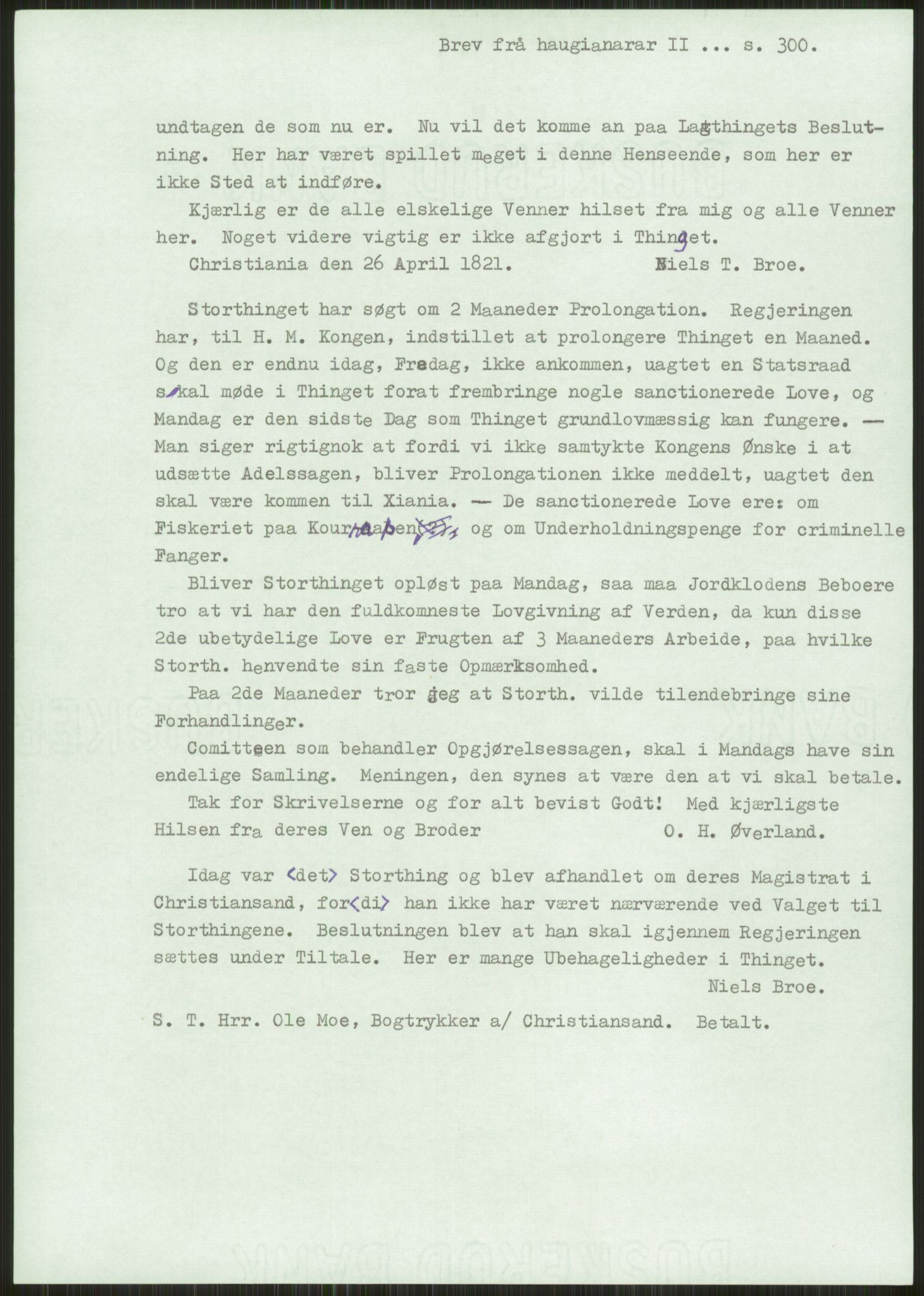 Samlinger til kildeutgivelse, Haugianerbrev, AV/RA-EA-6834/F/L0002: Haugianerbrev II: 1805-1821, 1805-1821, p. 300