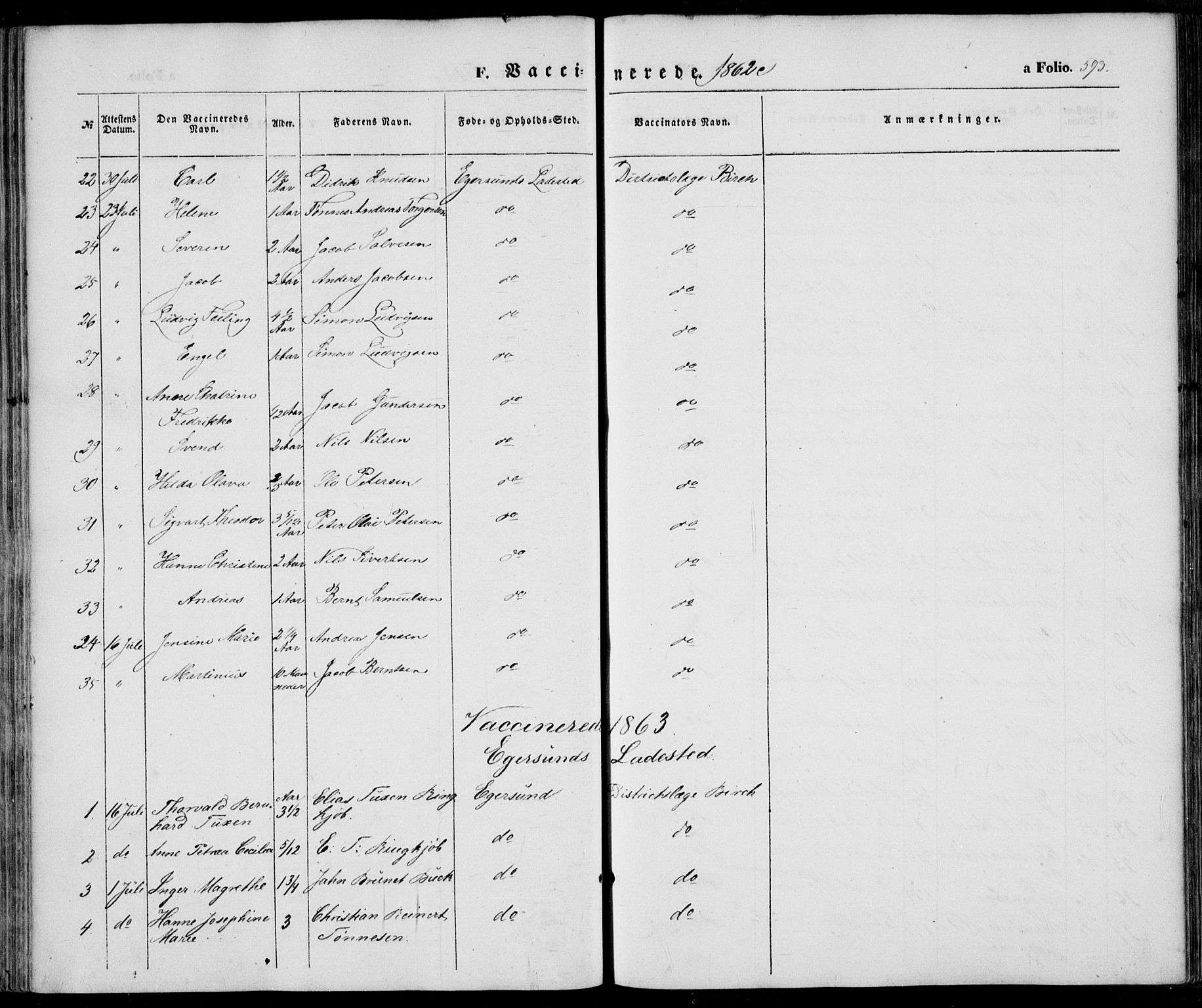 Eigersund sokneprestkontor, SAST/A-101807/S08/L0013: Parish register (official) no. A 12.2, 1850-1865, p. 593