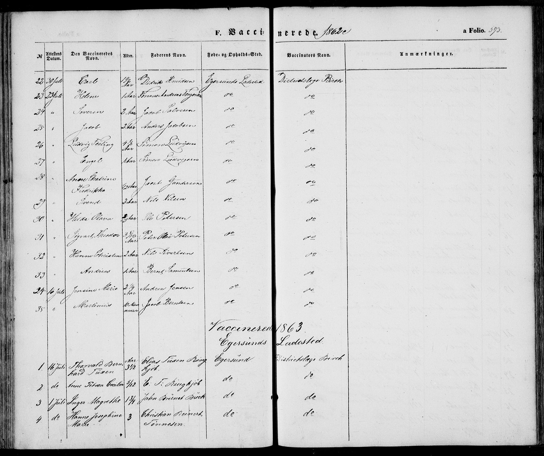 Eigersund sokneprestkontor, AV/SAST-A-101807/S08/L0013: Parish register (official) no. A 12.2, 1850-1865, p. 593