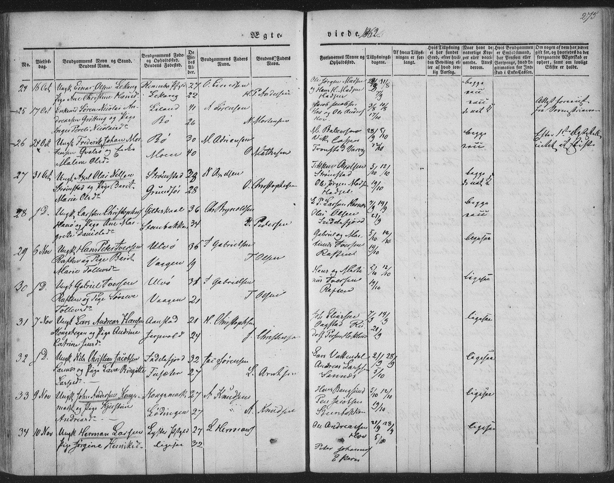 Ministerialprotokoller, klokkerbøker og fødselsregistre - Nordland, AV/SAT-A-1459/888/L1241: Parish register (official) no. 888A07, 1849-1869, p. 275