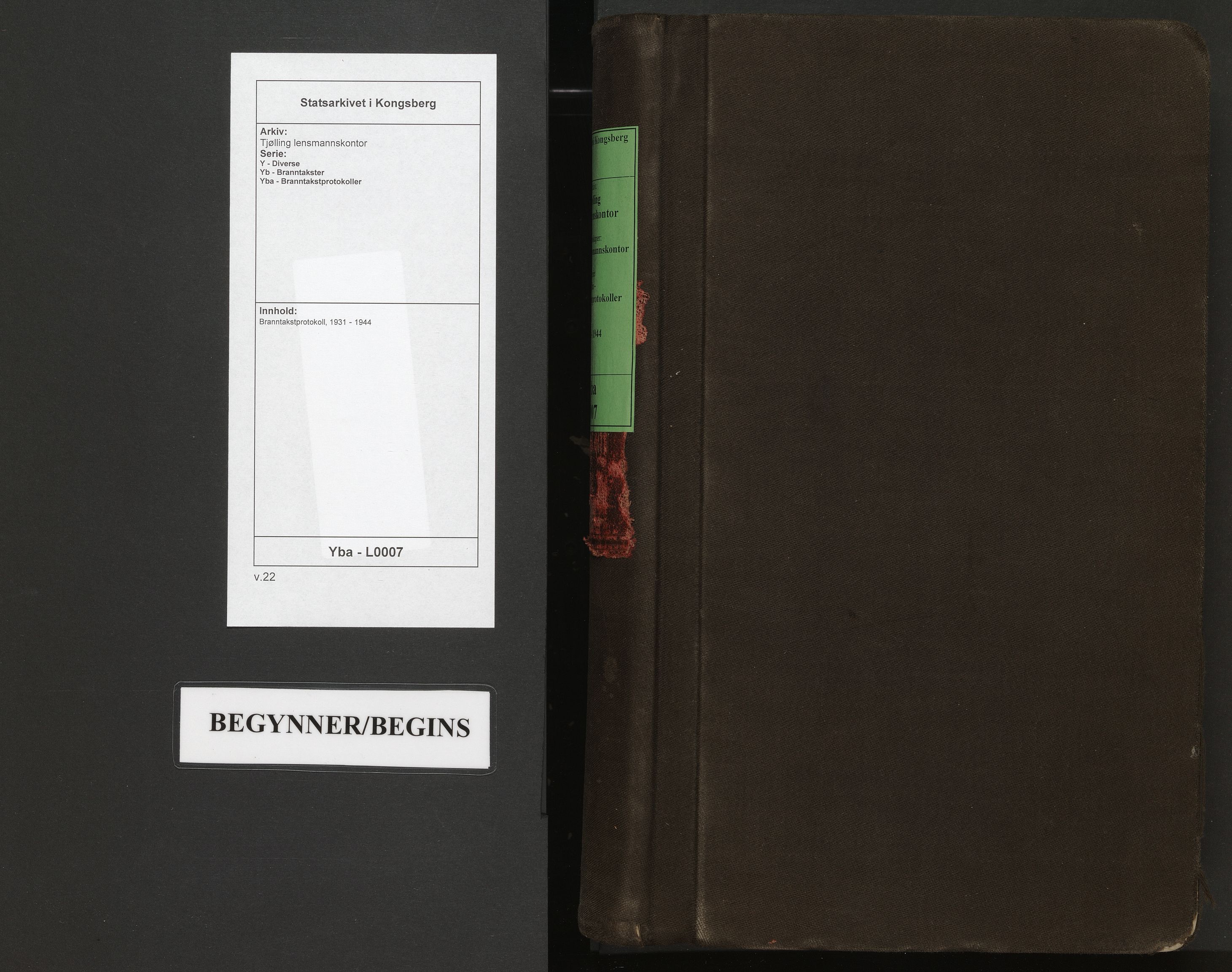 Tjølling lensmannskontor, AV/SAKO-A-16/Y/Yb/Yba/L0007: Branntakstprotokoll, 1931-1944