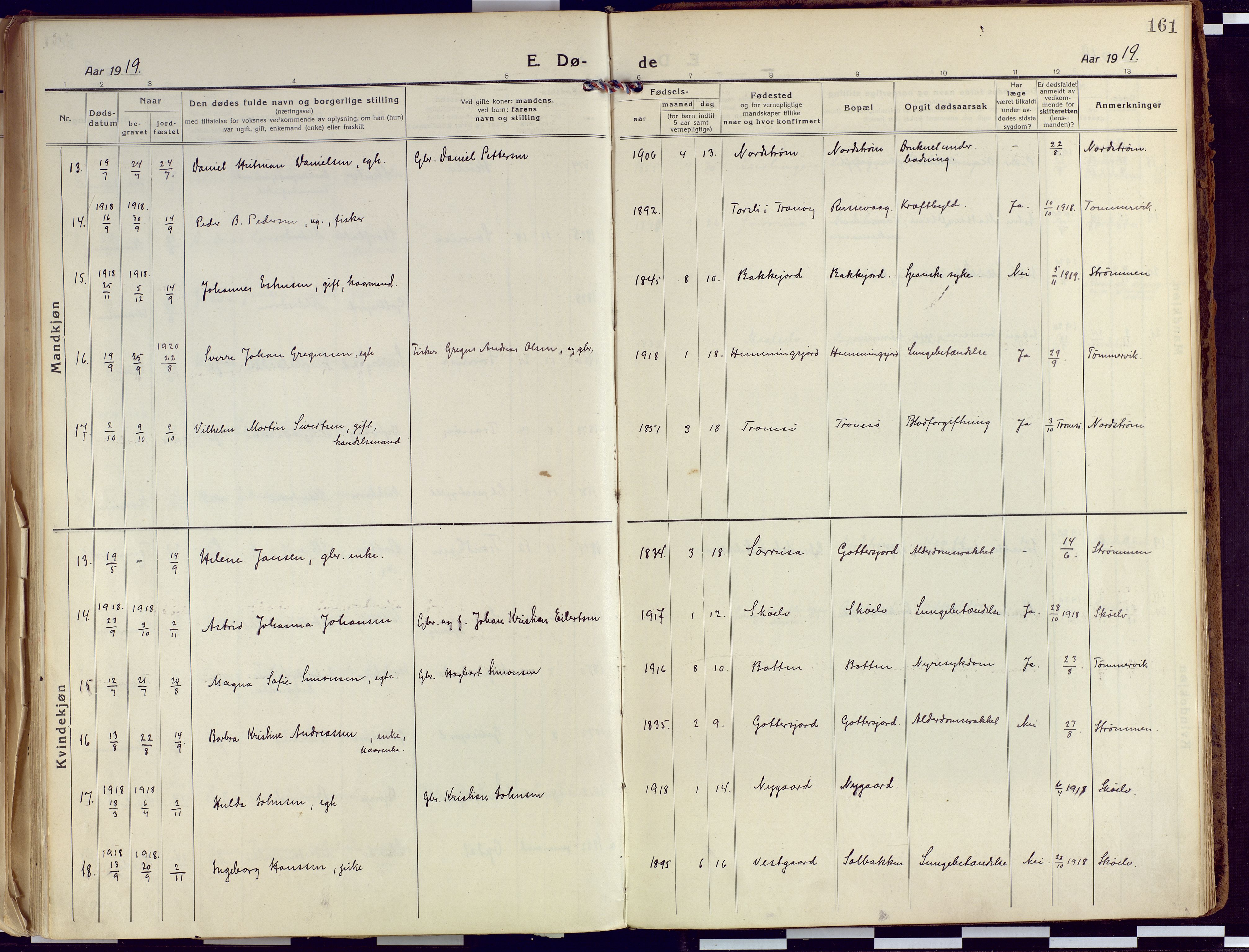 Tranøy sokneprestkontor, AV/SATØ-S-1313/I/Ia/Iaa/L0015kirke: Parish register (official) no. 15, 1919-1928, p. 161