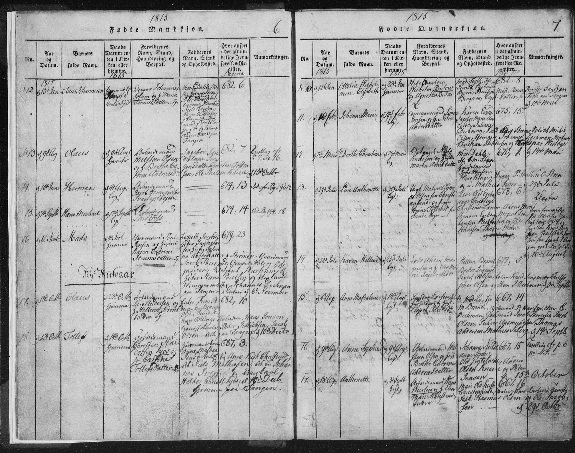 Strømsø kirkebøker, SAKO/A-246/F/Fb/L0004: Parish register (official) no. II 4, 1814-1843, p. 6-7