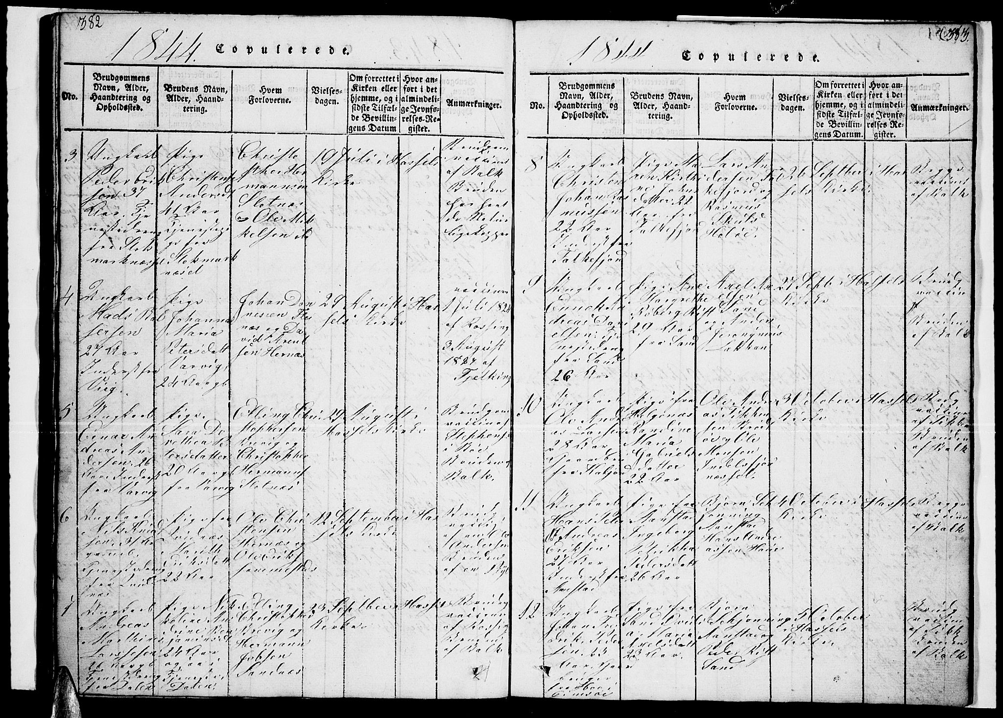 Ministerialprotokoller, klokkerbøker og fødselsregistre - Nordland, AV/SAT-A-1459/888/L1263: Parish register (copy) no. 888C02 /1, 1820-1850, p. 382-383