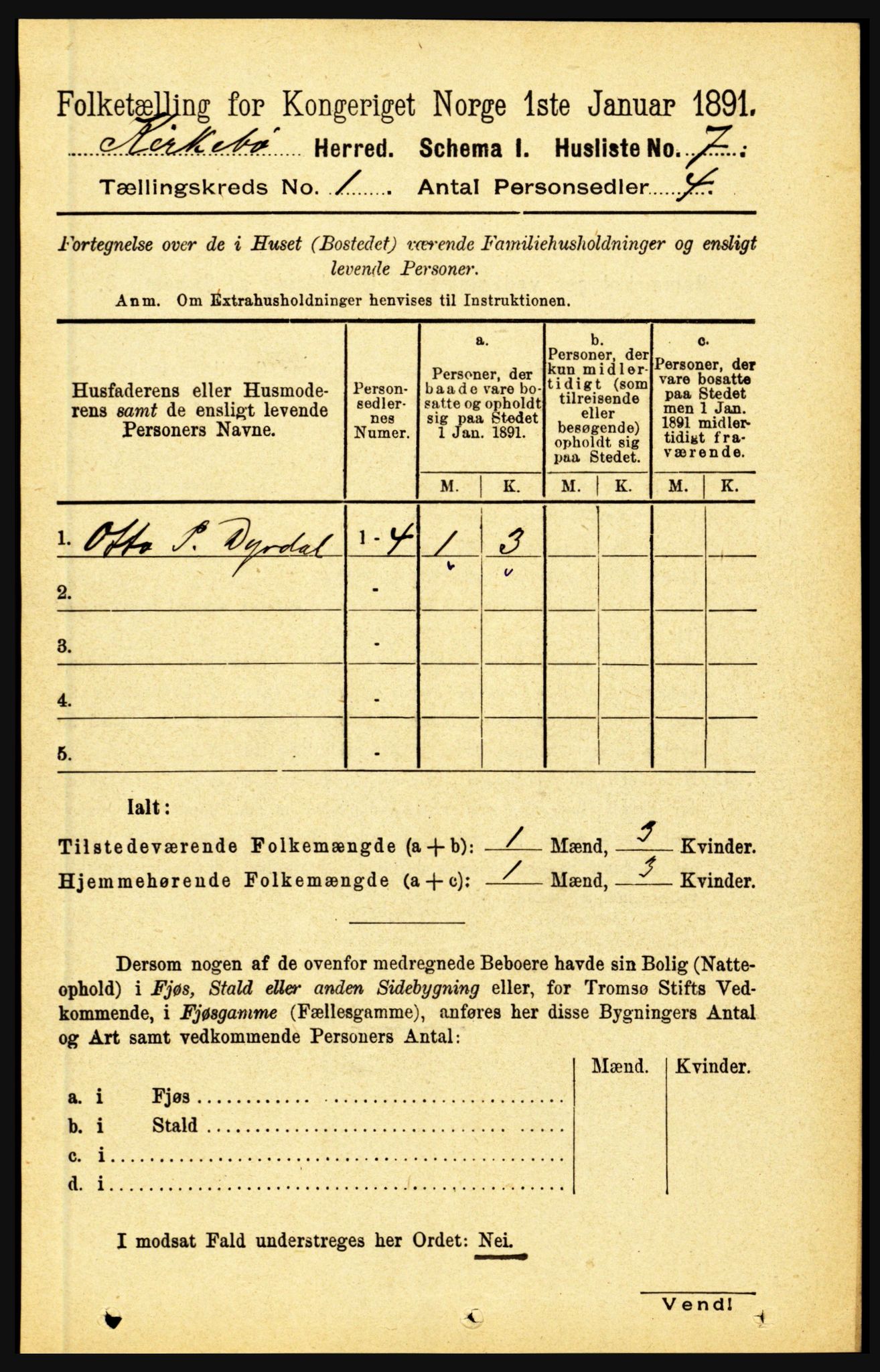 RA, 1891 census for 1416 Kyrkjebø, 1891, p. 26