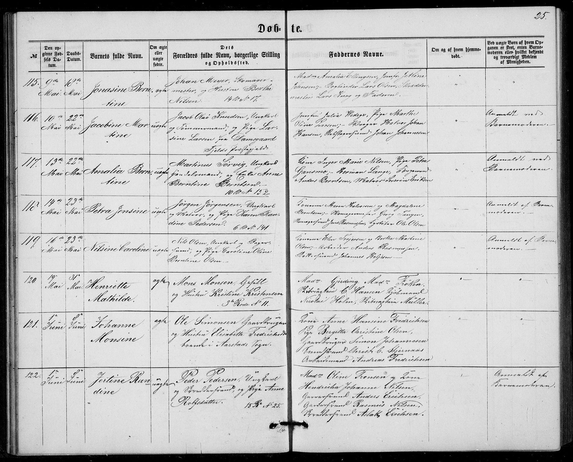 Fødselsstiftelsens sokneprestembete, ført av overlegen*, SAB/-: Parish register (official) no. A 1, 1863-1883, p. 25