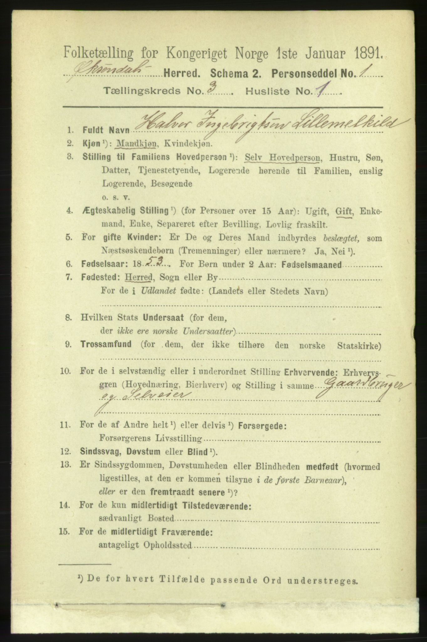 RA, 1891 census for 1561 Øksendal, 1891, p. 601