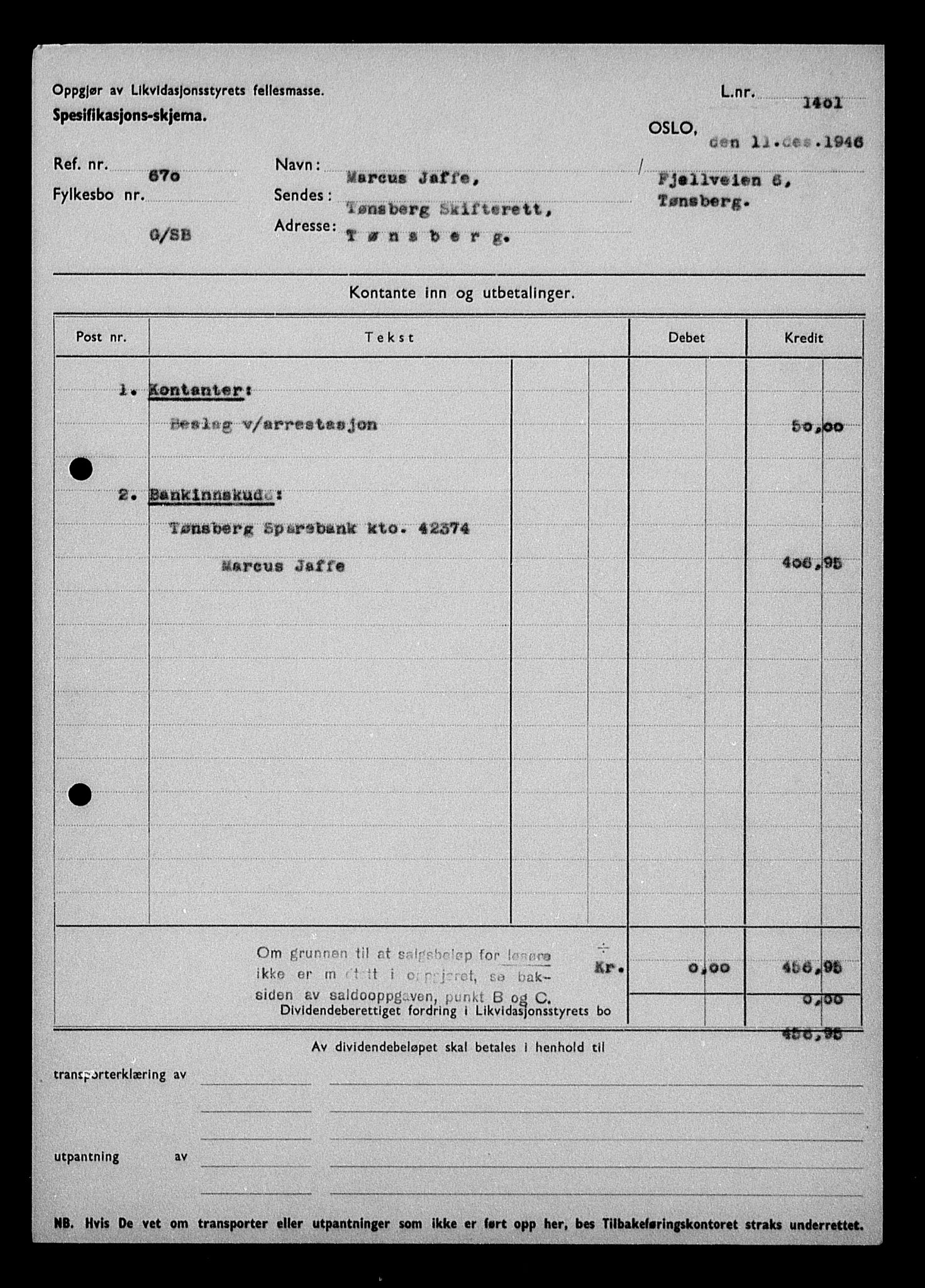 Justisdepartementet, Tilbakeføringskontoret for inndratte formuer, RA/S-1564/H/Hc/Hcd/L1000: --, 1945-1947, p. 151