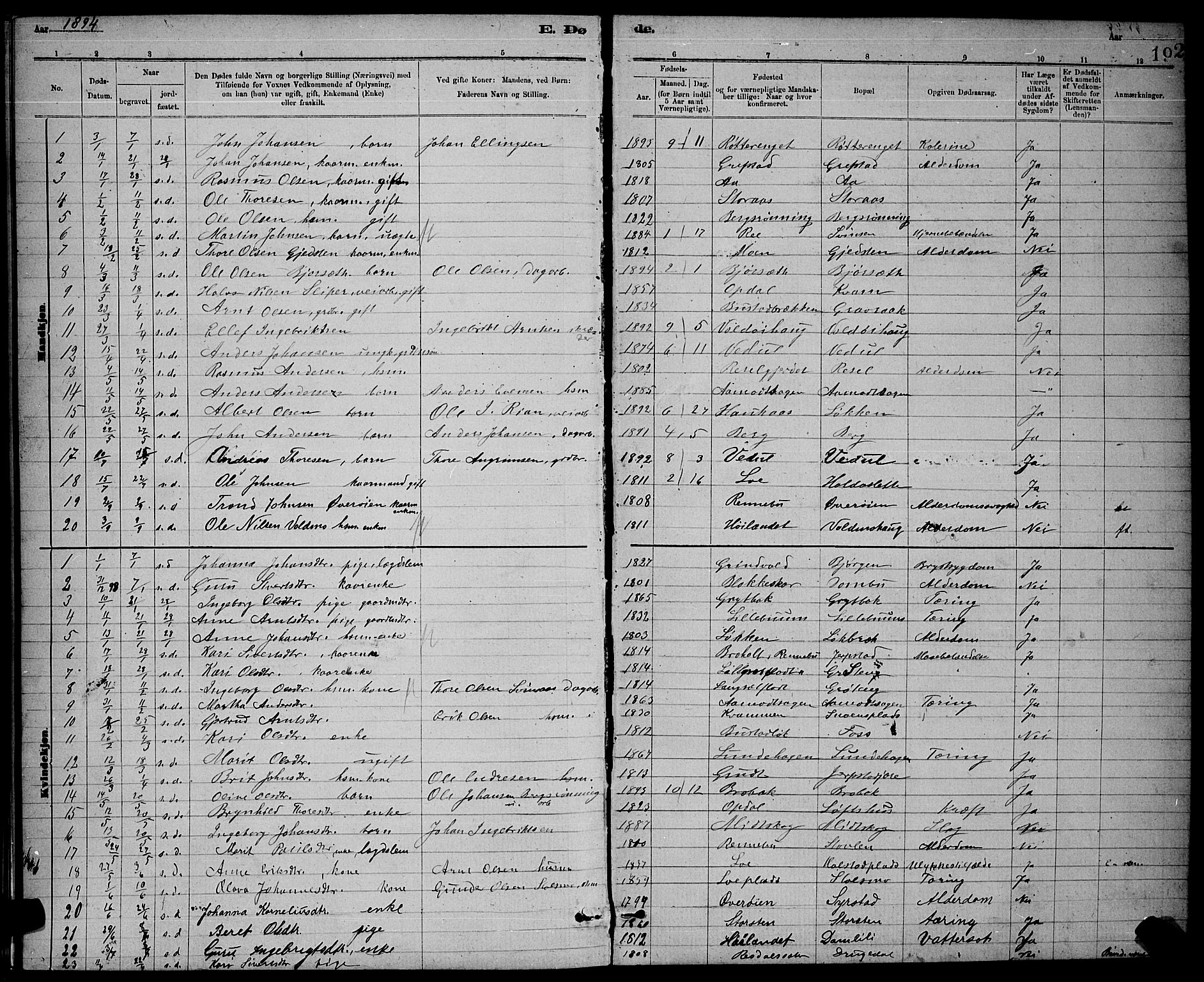 Ministerialprotokoller, klokkerbøker og fødselsregistre - Sør-Trøndelag, SAT/A-1456/672/L0863: Parish register (copy) no. 672C02, 1888-1901, p. 192