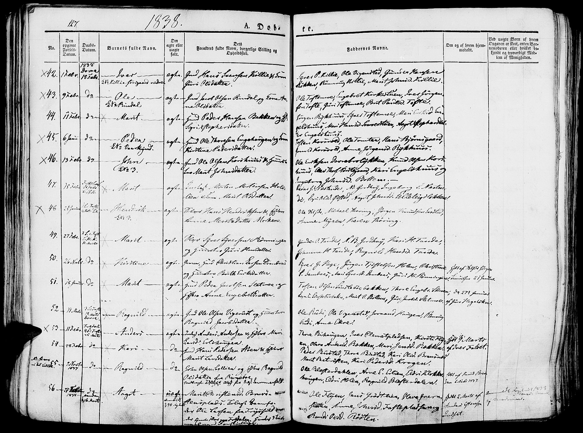 Lesja prestekontor, AV/SAH-PREST-068/H/Ha/Haa/L0005: Parish register (official) no. 5, 1830-1842, p. 127