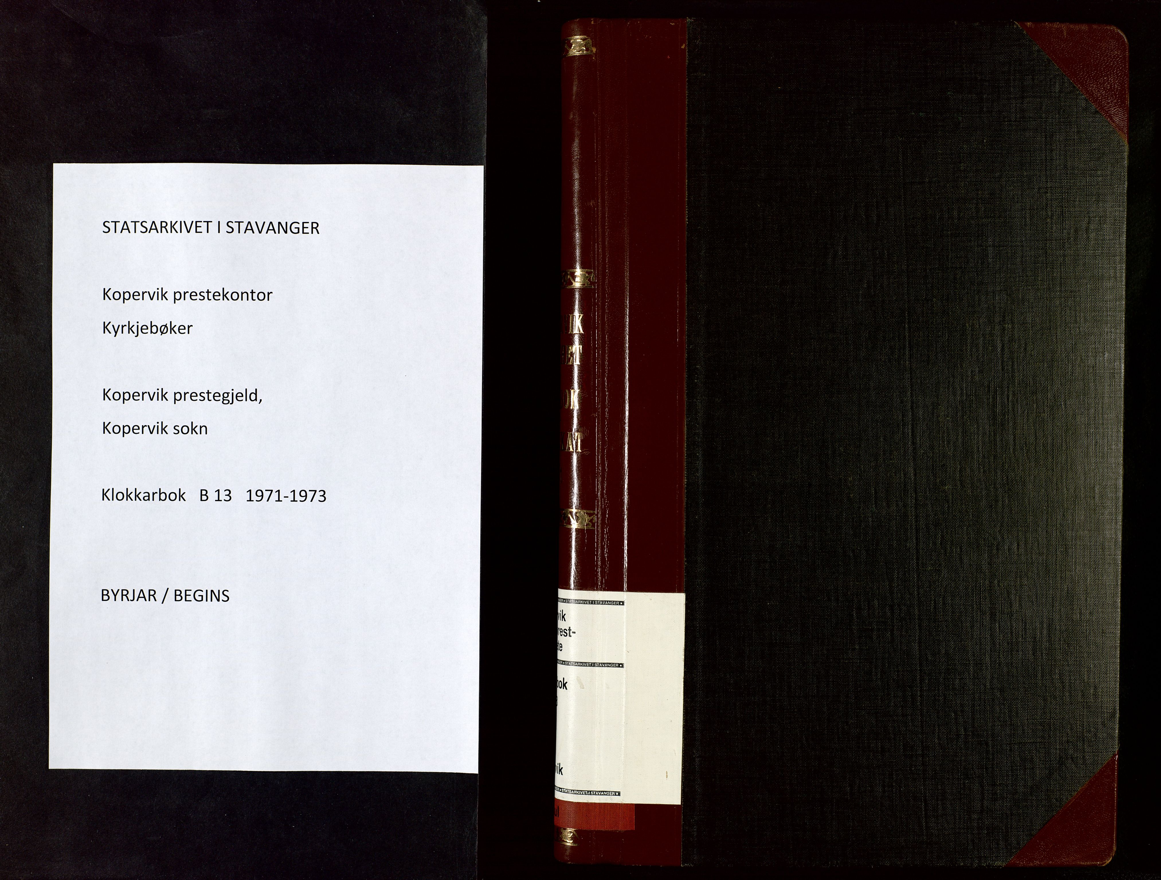 Kopervik sokneprestkontor, AV/SAST-A-101850/H/Ha/Hab/L0013: Parish register (copy) no. B 13, 1971-1973