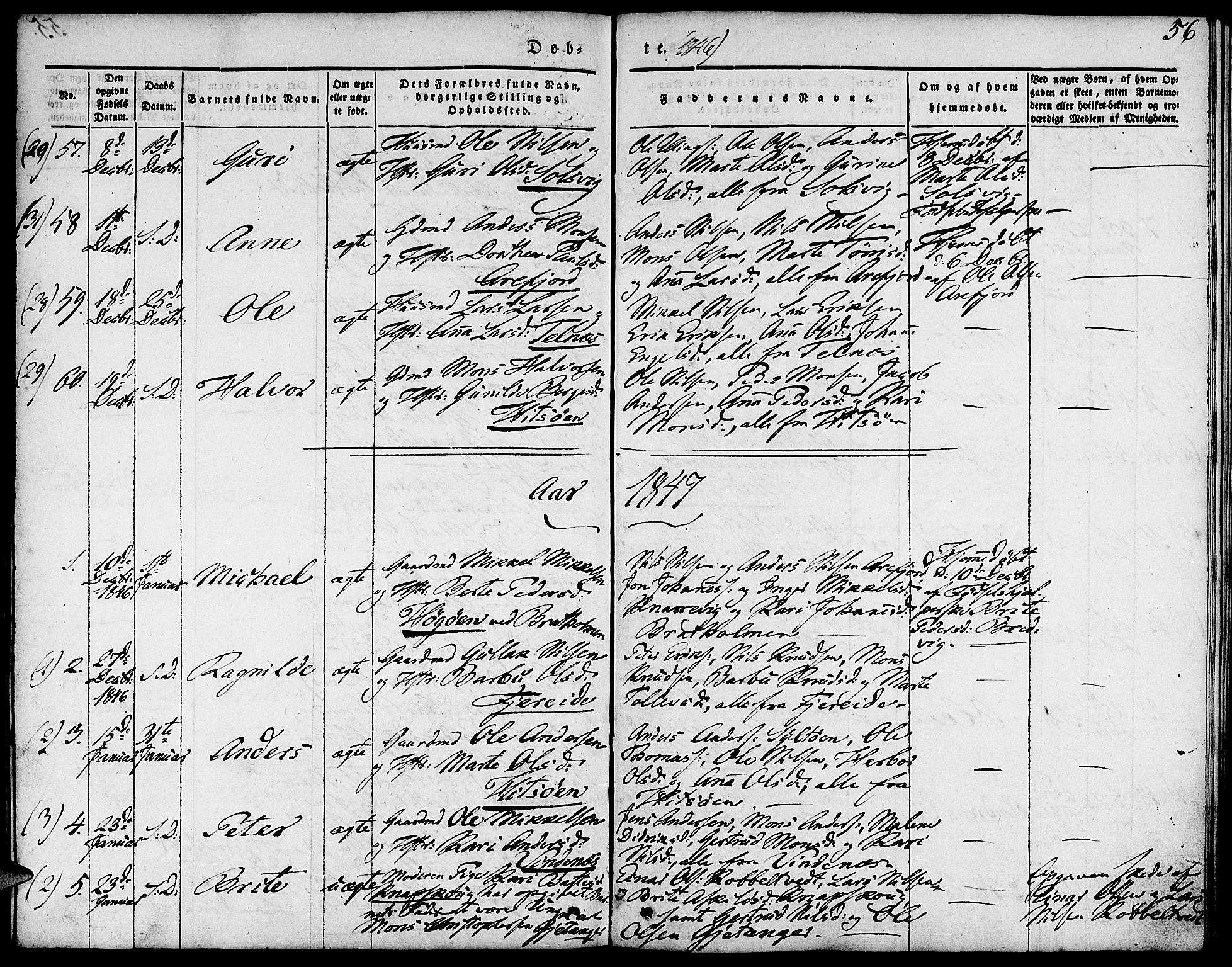 Fjell sokneprestembete, SAB/A-75301/H/Haa: Parish register (official) no. A 1, 1835-1850, p. 56