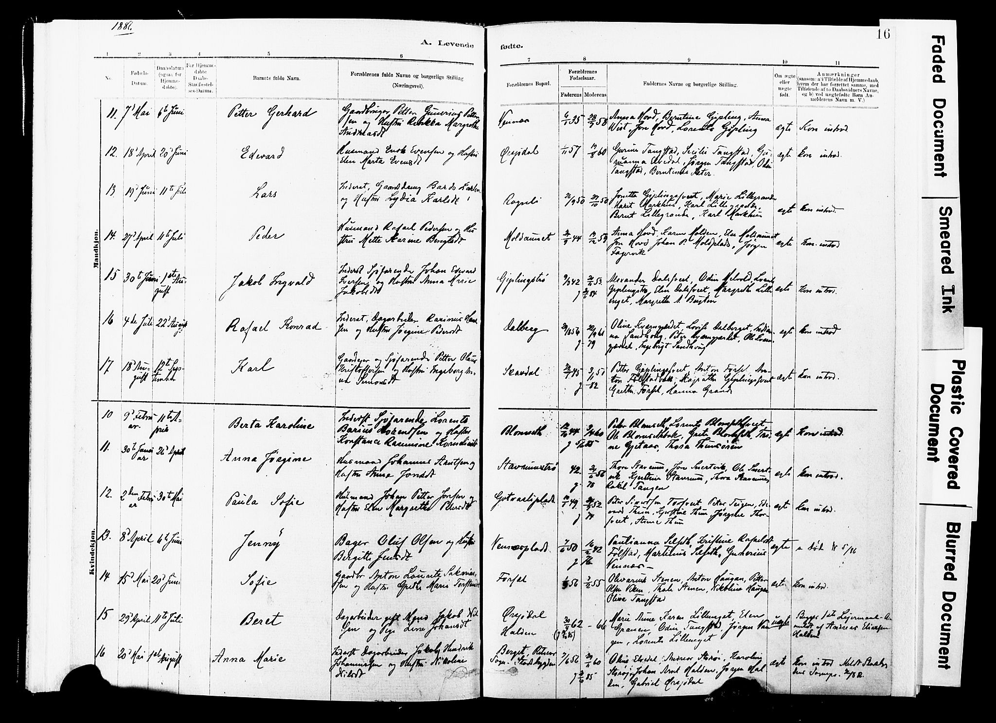 Ministerialprotokoller, klokkerbøker og fødselsregistre - Nord-Trøndelag, SAT/A-1458/744/L0420: Parish register (official) no. 744A04, 1882-1904, p. 16