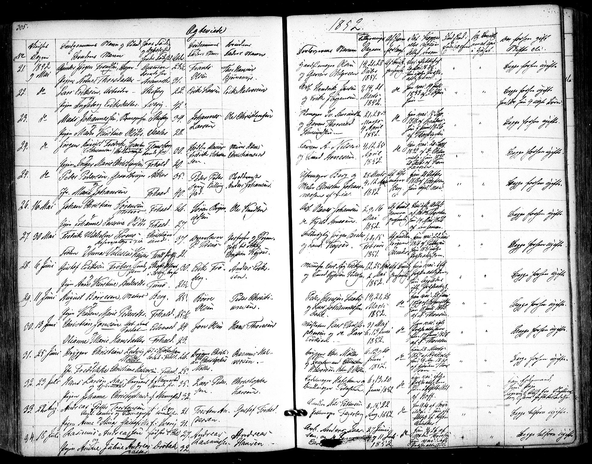Halden prestekontor Kirkebøker, AV/SAO-A-10909/F/Fa/L0006: Parish register (official) no. I 6, 1845-1856, p. 305