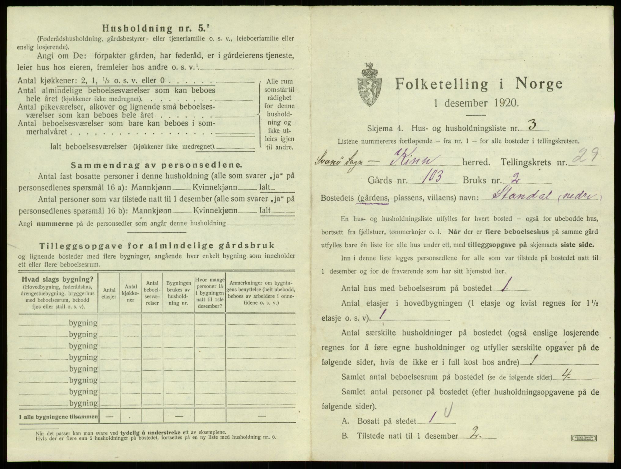 SAB, 1920 census for Kinn, 1920, p. 1410