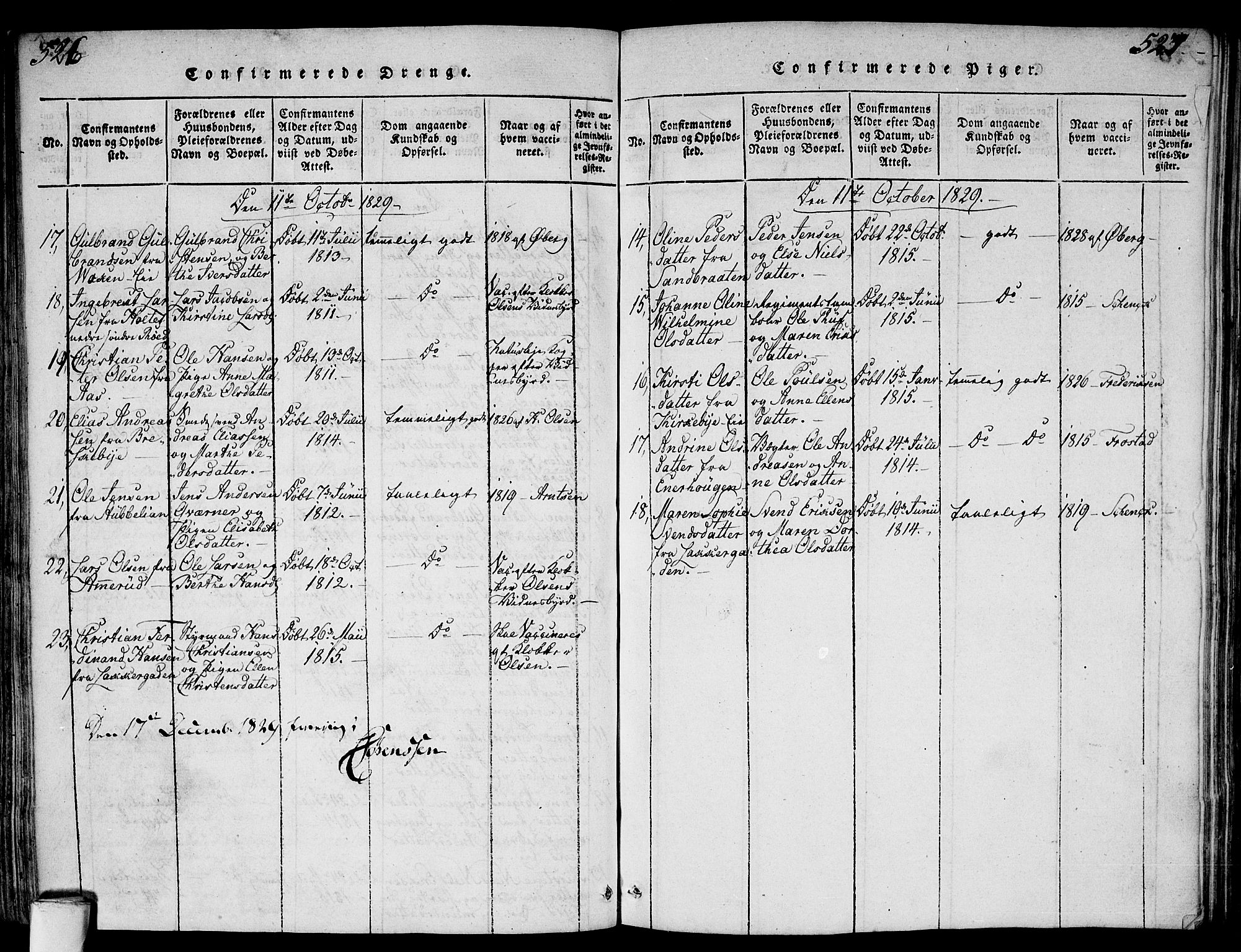 Gamlebyen prestekontor Kirkebøker, AV/SAO-A-10884/F/Fa/L0002: Parish register (official) no. 2, 1817-1829, p. 526-527