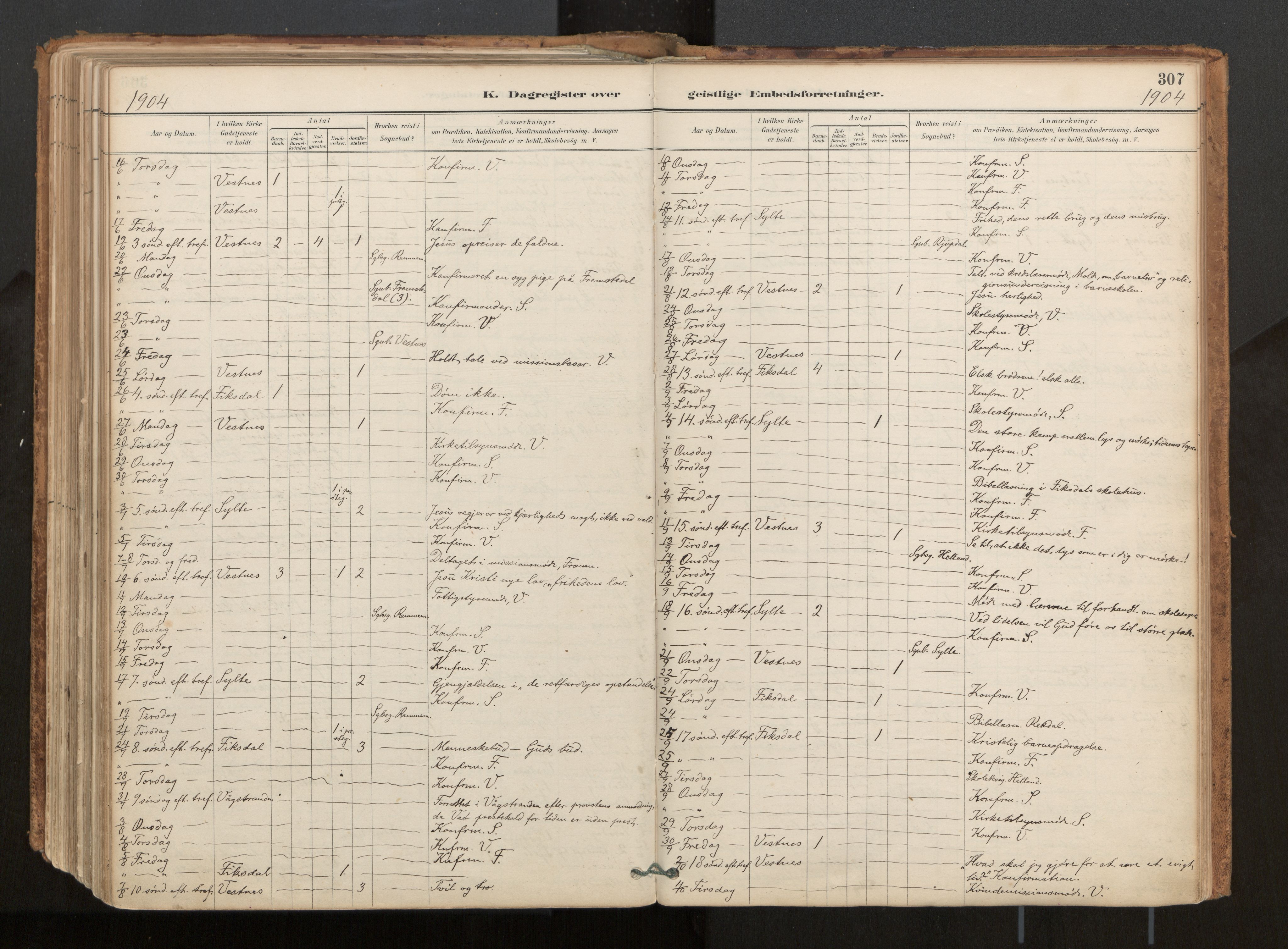 Ministerialprotokoller, klokkerbøker og fødselsregistre - Møre og Romsdal, AV/SAT-A-1454/539/L0531: Parish register (official) no. 539A04, 1887-1913, p. 307