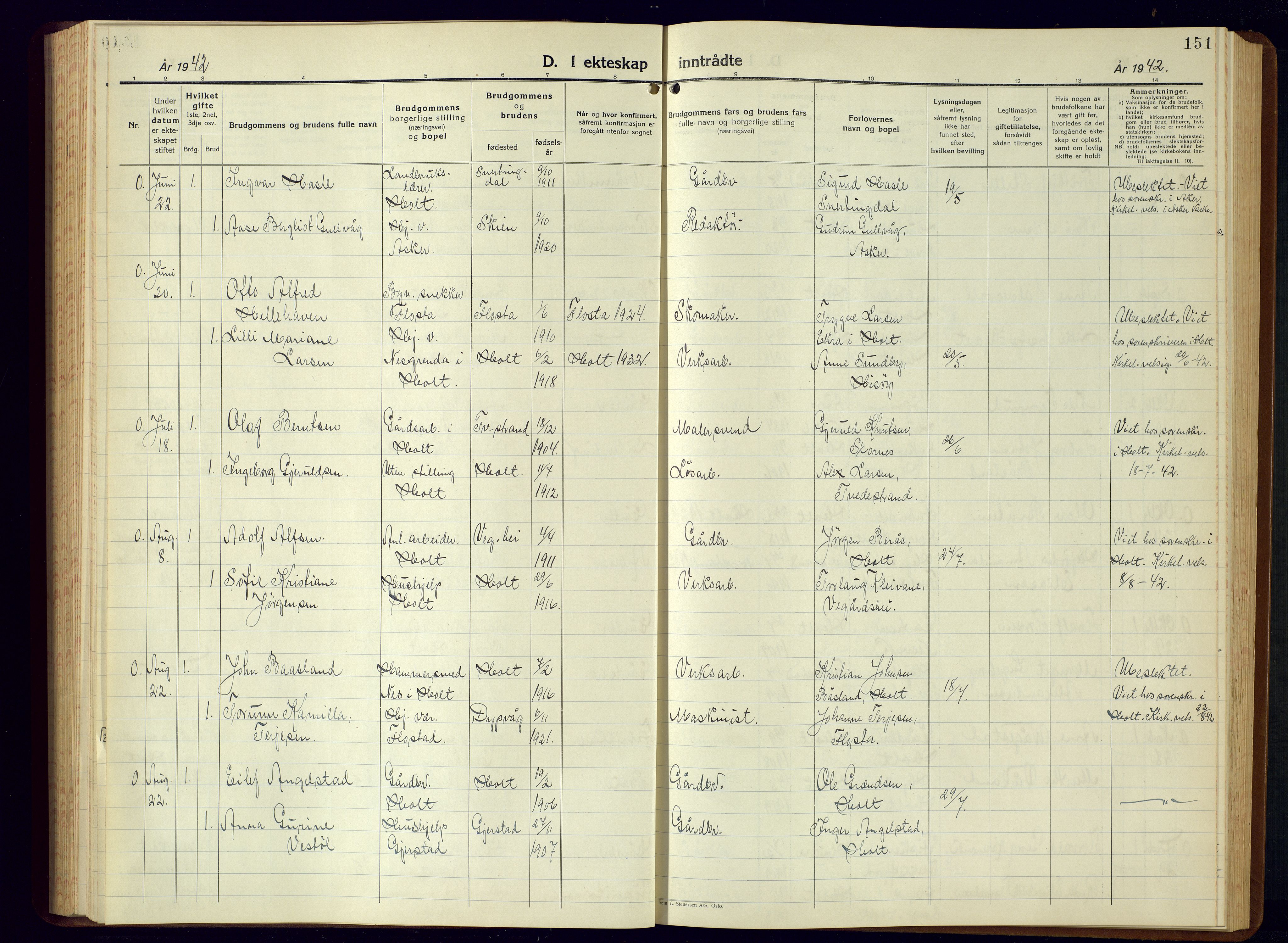 Holt sokneprestkontor, AV/SAK-1111-0021/F/Fb/L0013: Parish register (copy) no. B-13, 1940-1958, p. 151