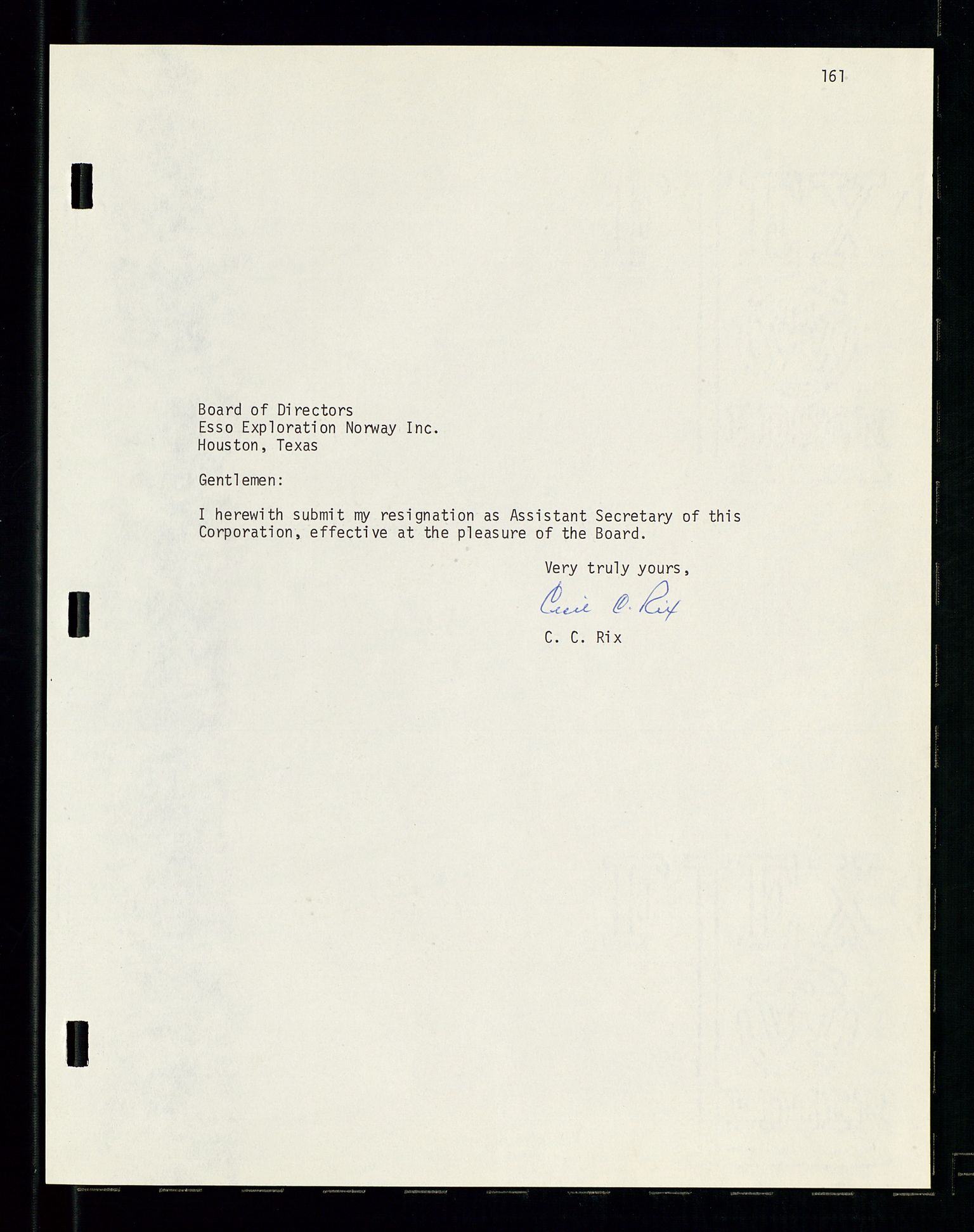 Pa 1512 - Esso Exploration and Production Norway Inc., AV/SAST-A-101917/A/Aa/L0001/0001: Styredokumenter / Corporate records, By-Laws, Board meeting minutes, Incorporations, 1965-1975, p. 161